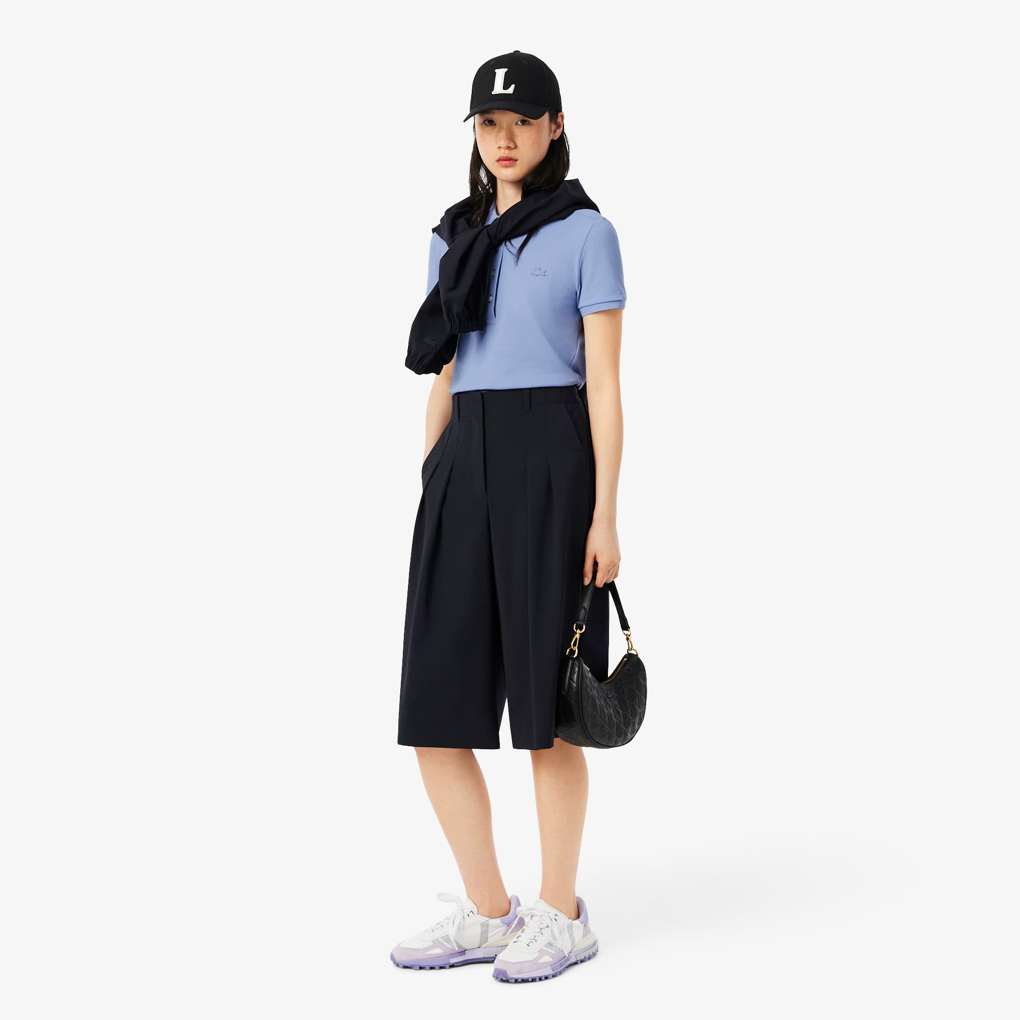 Women's L.12.D Slim Fit Stretch Mini Piqué Polo - Purple