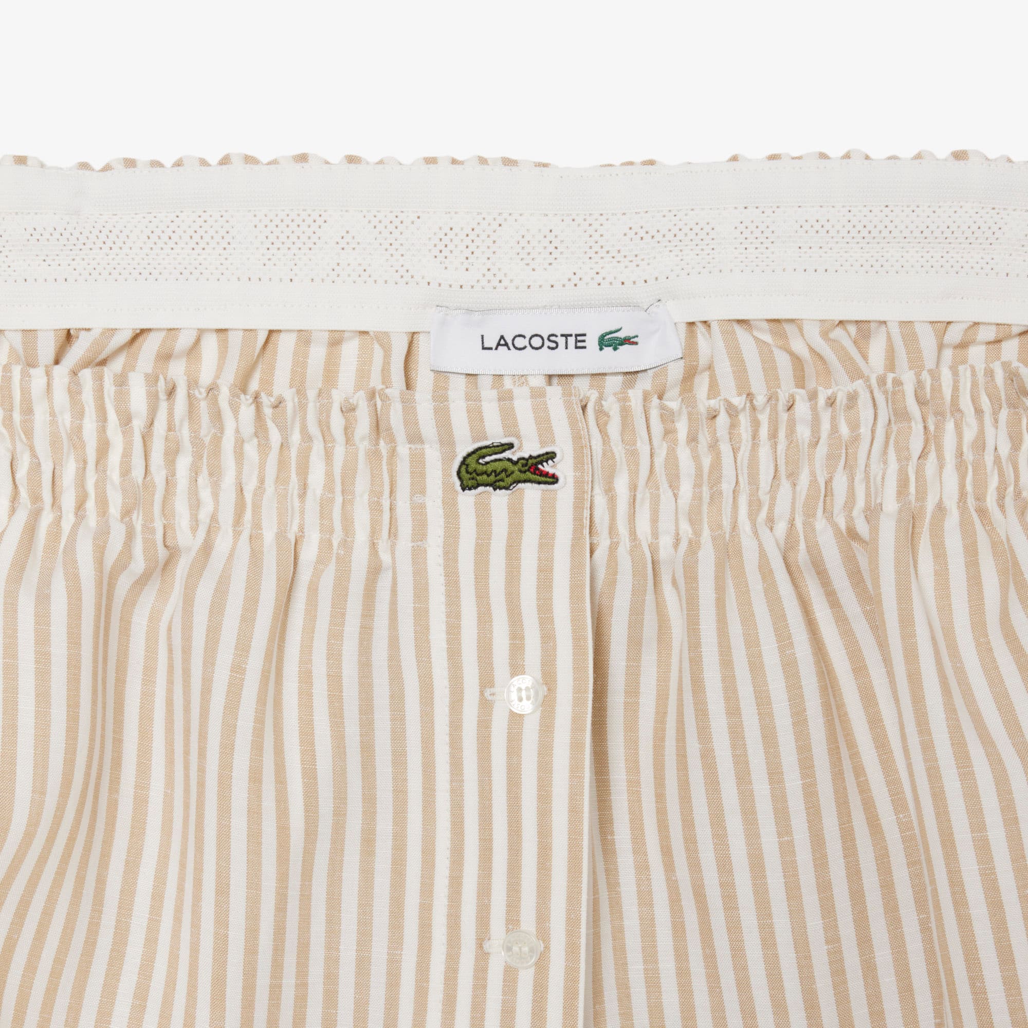 Oversized Linen Blend Shorts - Beige / Blanc