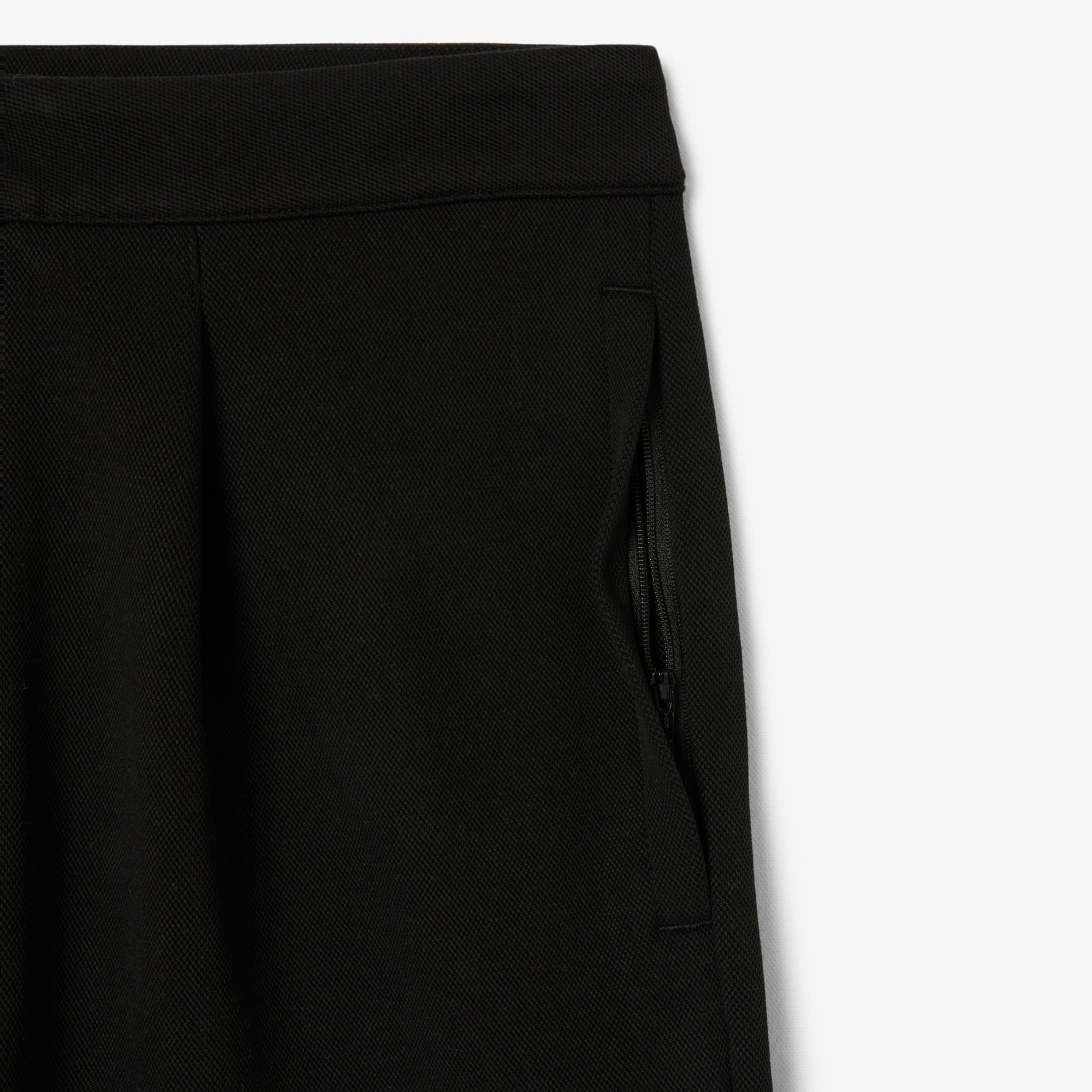 Men's Loose Fit Piqué Pleated Pants - Black