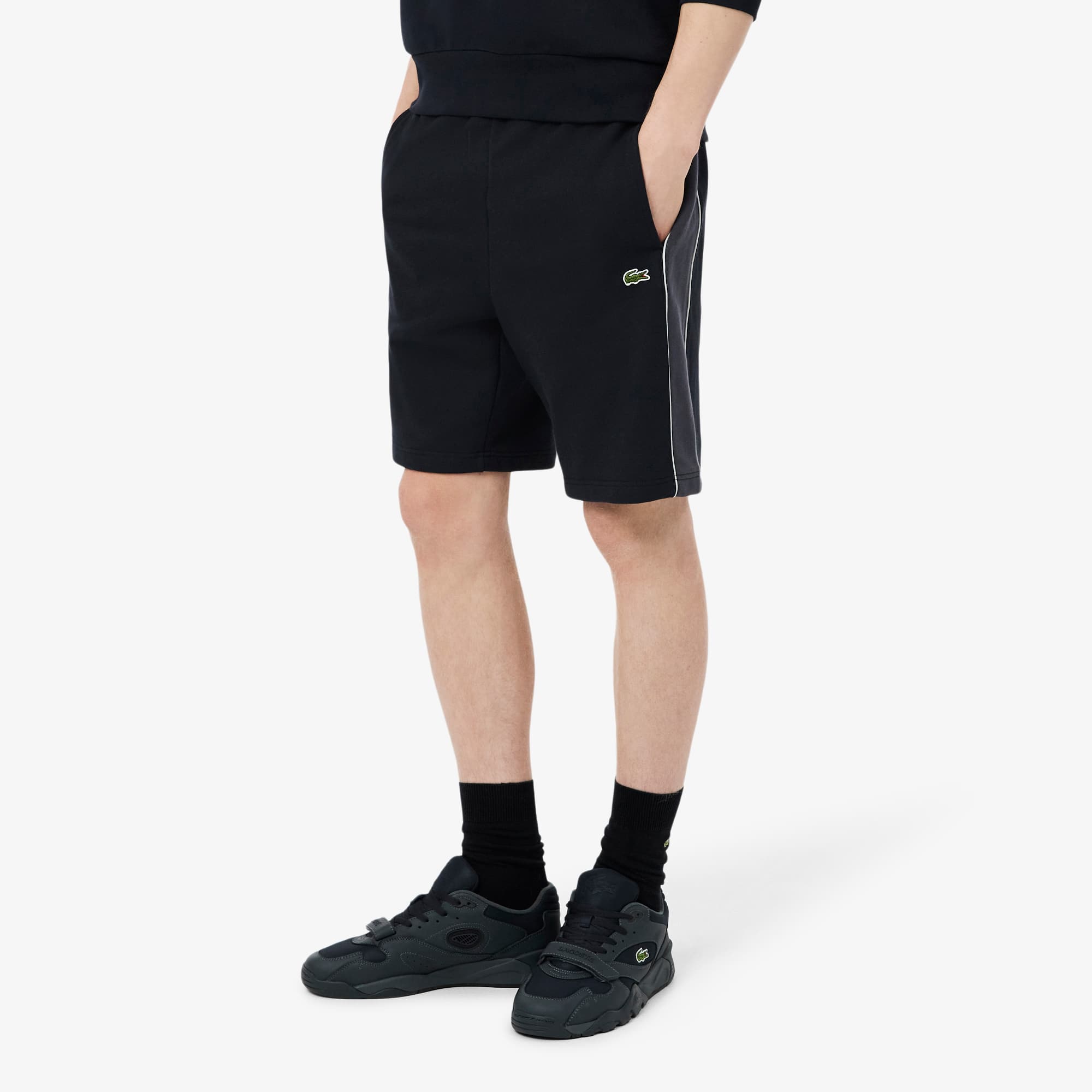 Regular Fit Colorblock Fleece Shorts - Noir / Gris Fonce