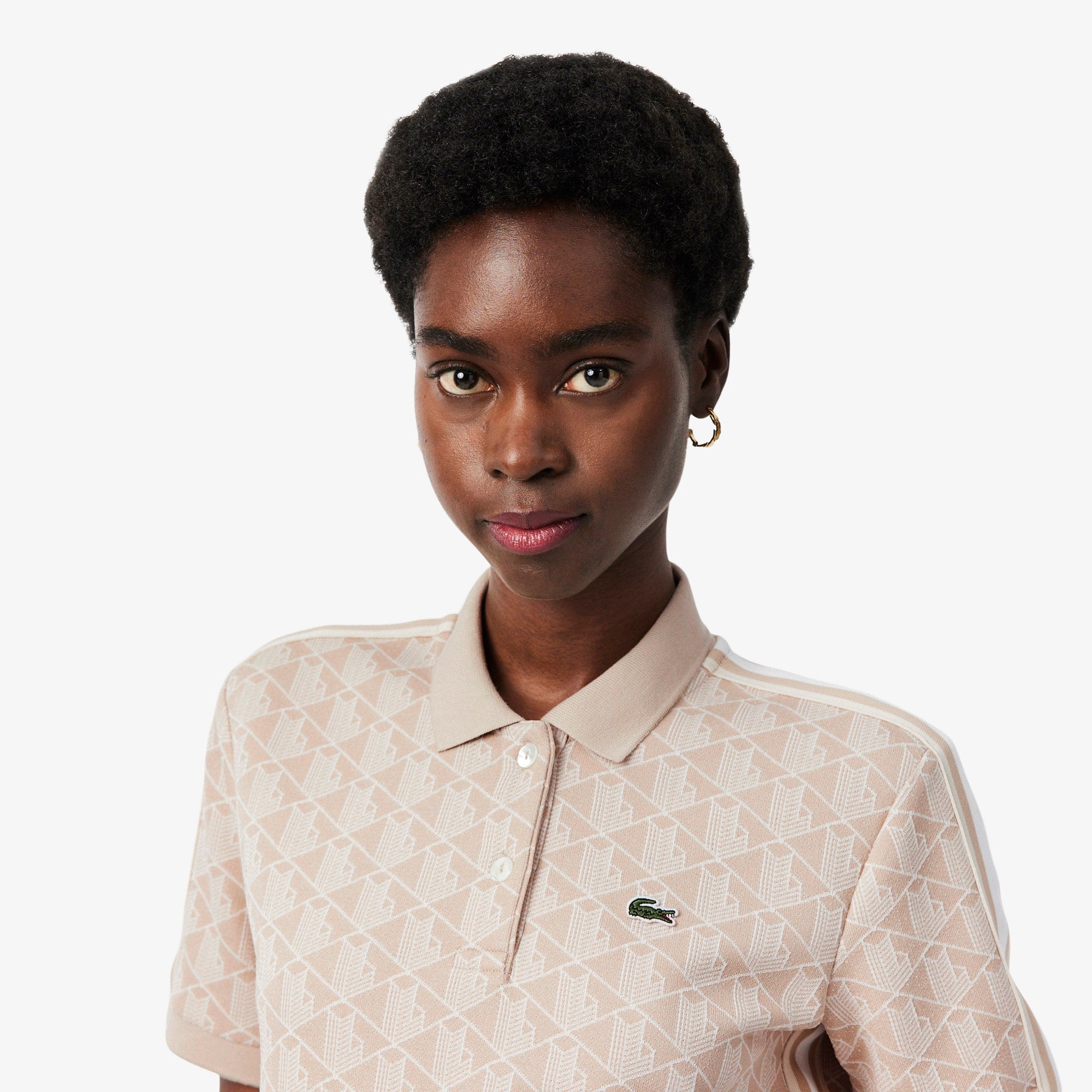 Women's Slim Fit Monogram Polo - Beige / Blanc