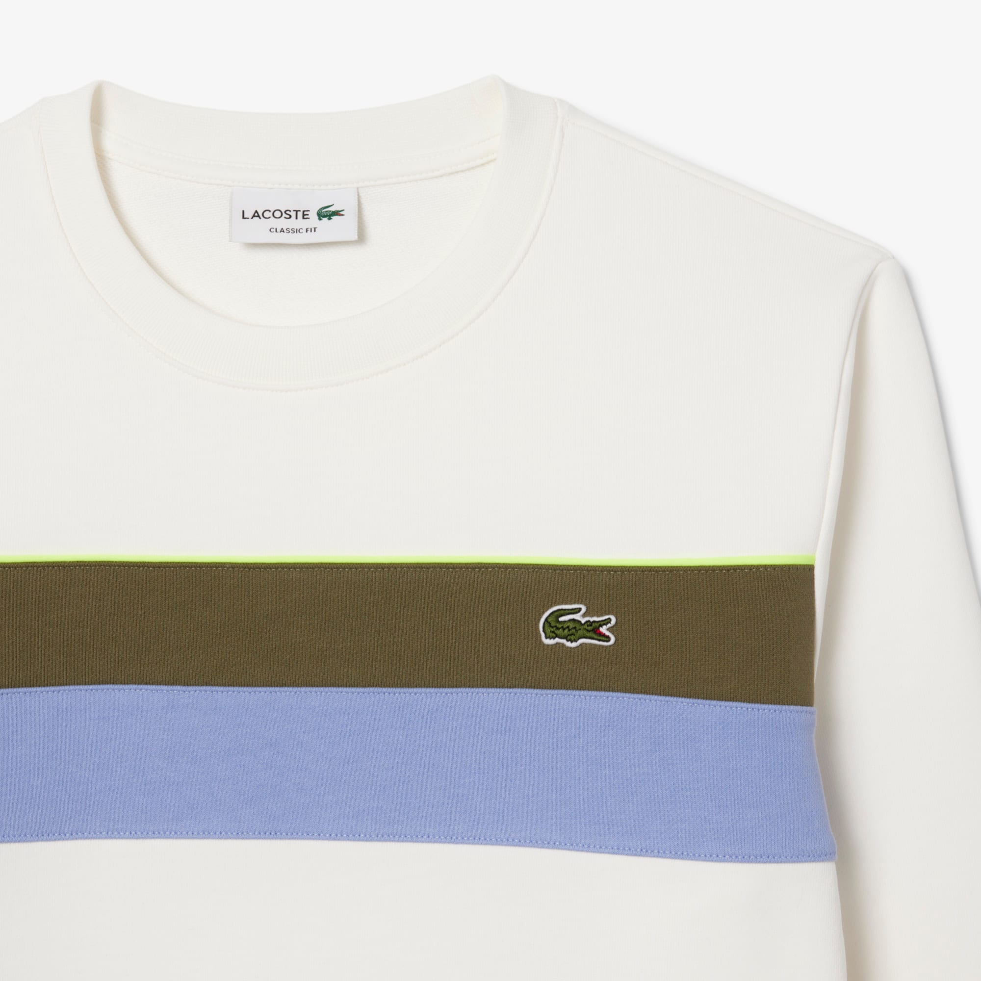 Men's Colorblock Fleece Sweatshirt - White / Khaki Green / Purple