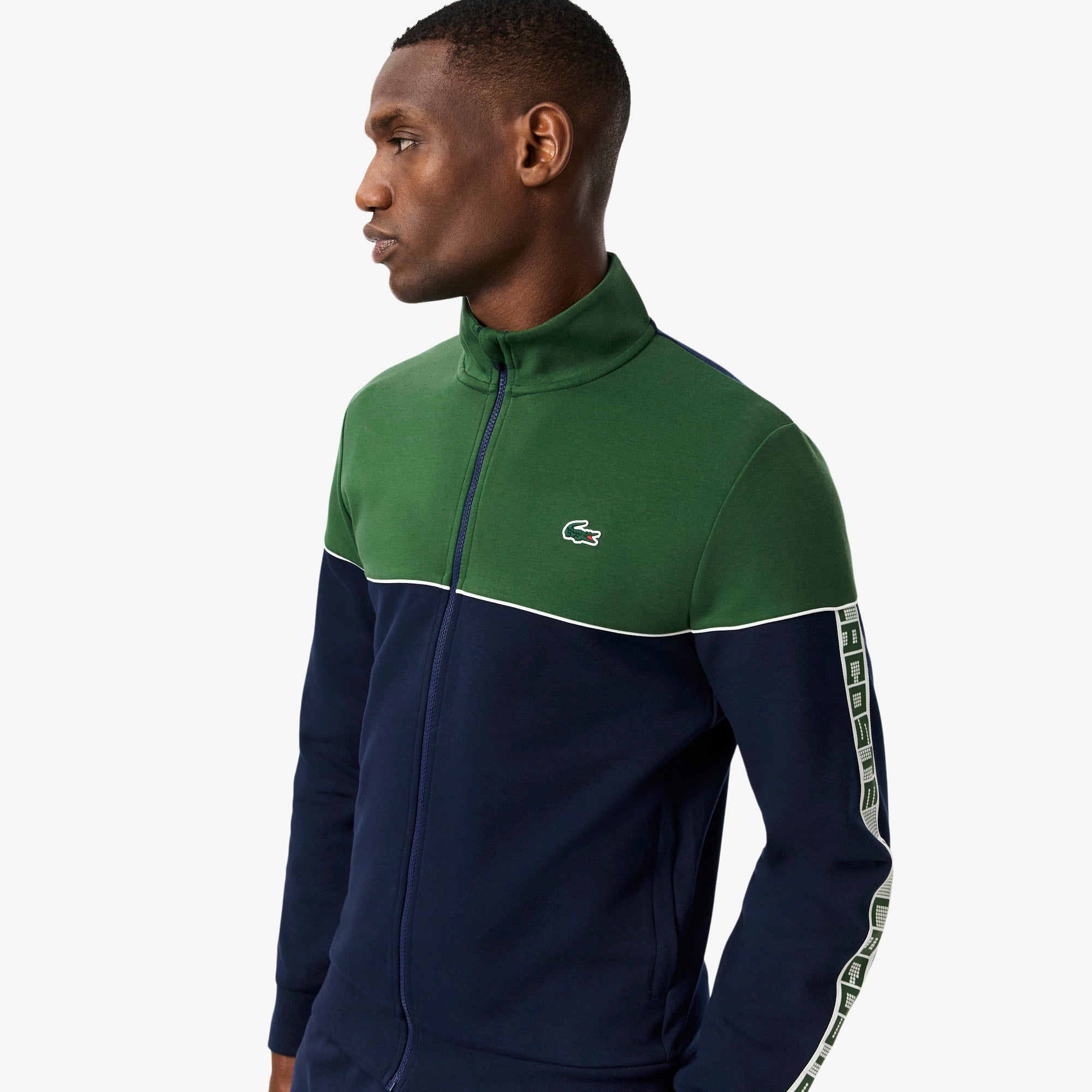 Men's Tennis Zip-Up Colorblock Sweatshirt - Navy Blue / Green