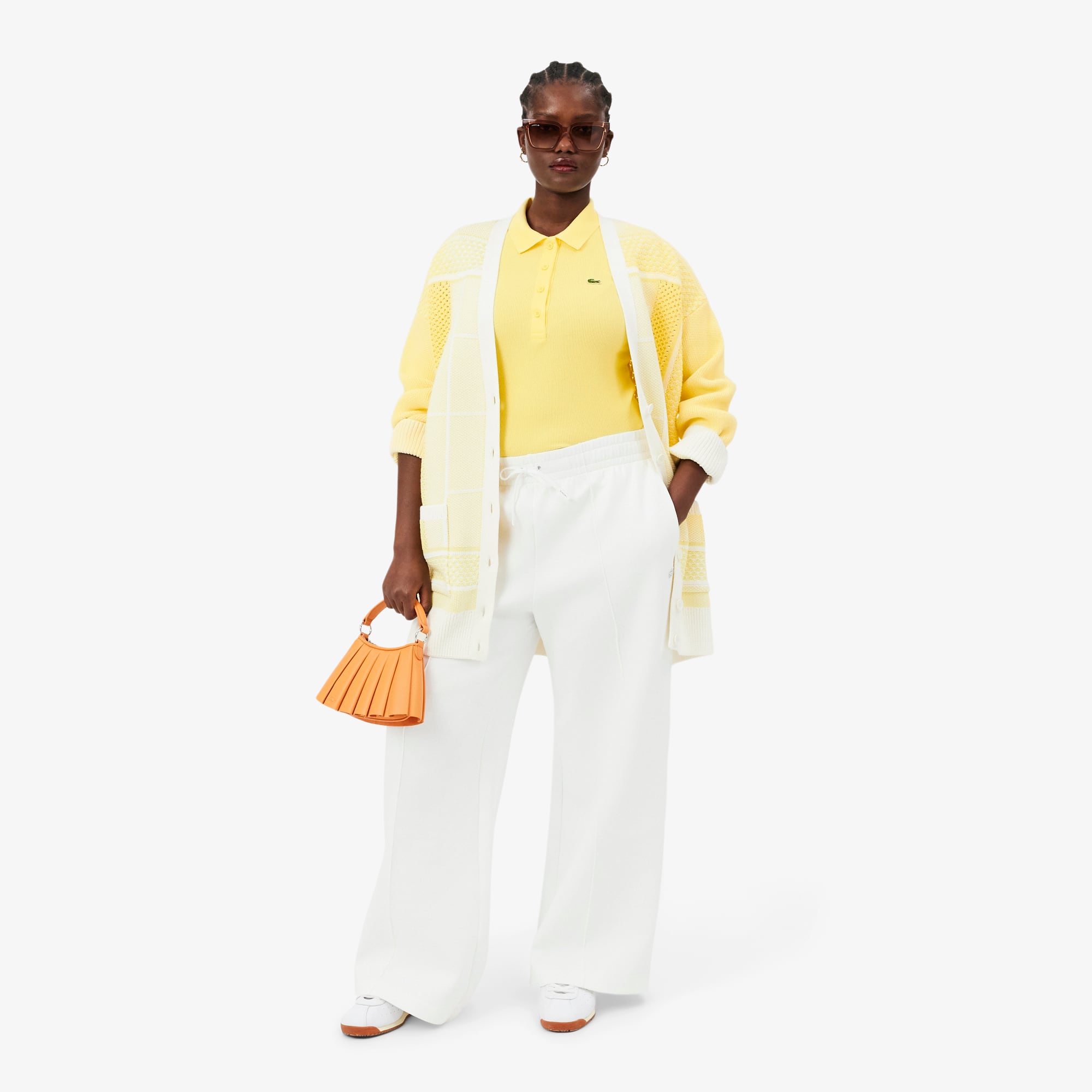 Women's Slim Fit L.12.D Ribbed Cotton Polo - Pastel yellow