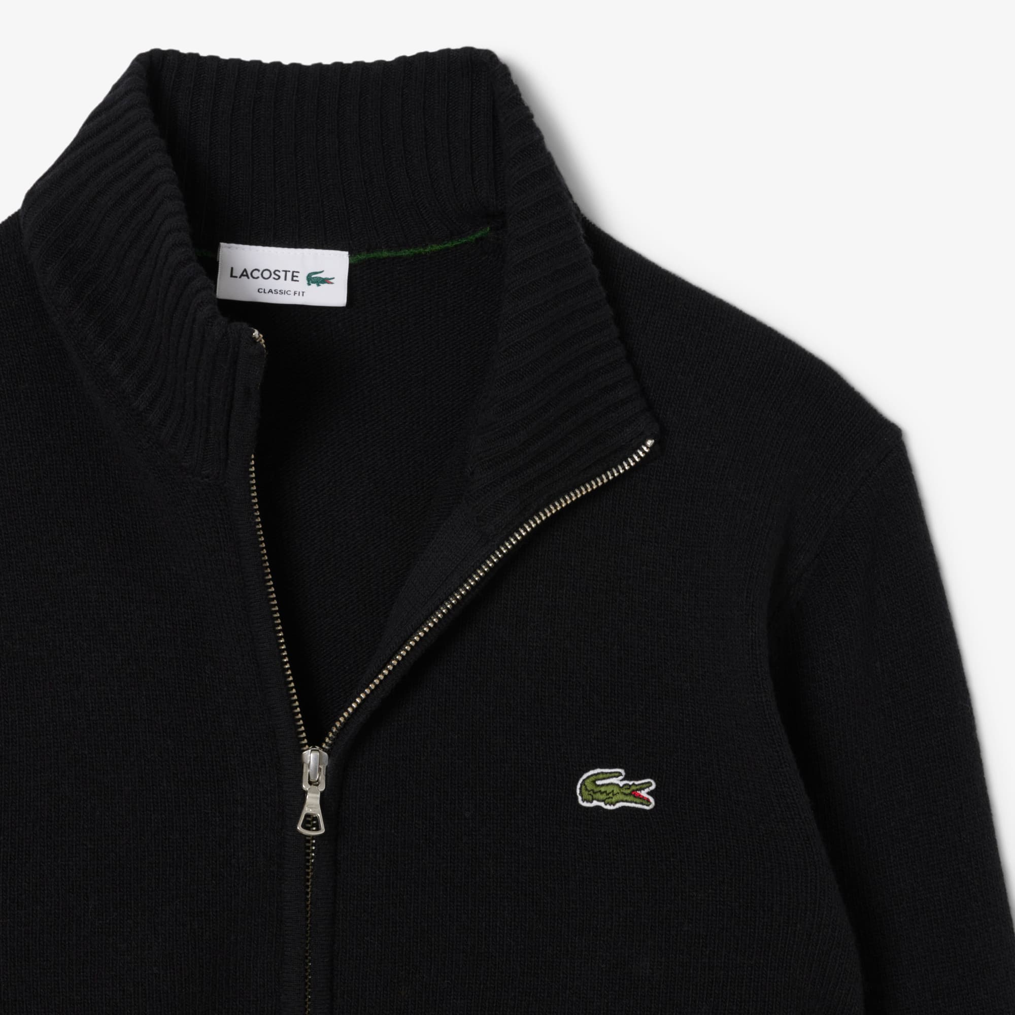 Men's Wool Zip-Up Sweater - Black