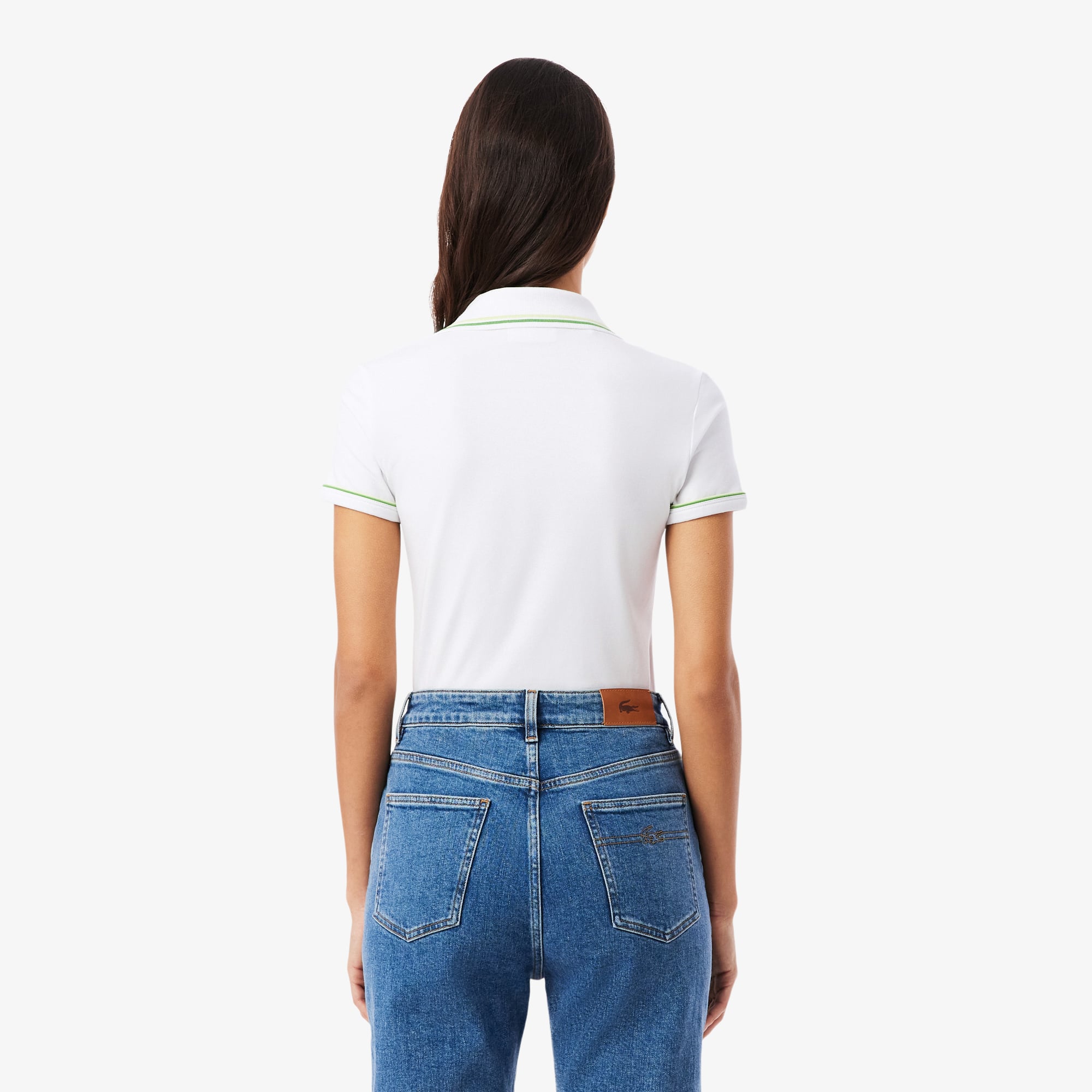 Women's L.12.D Slim Fit Trim Detail Polo - Blanc / Vert