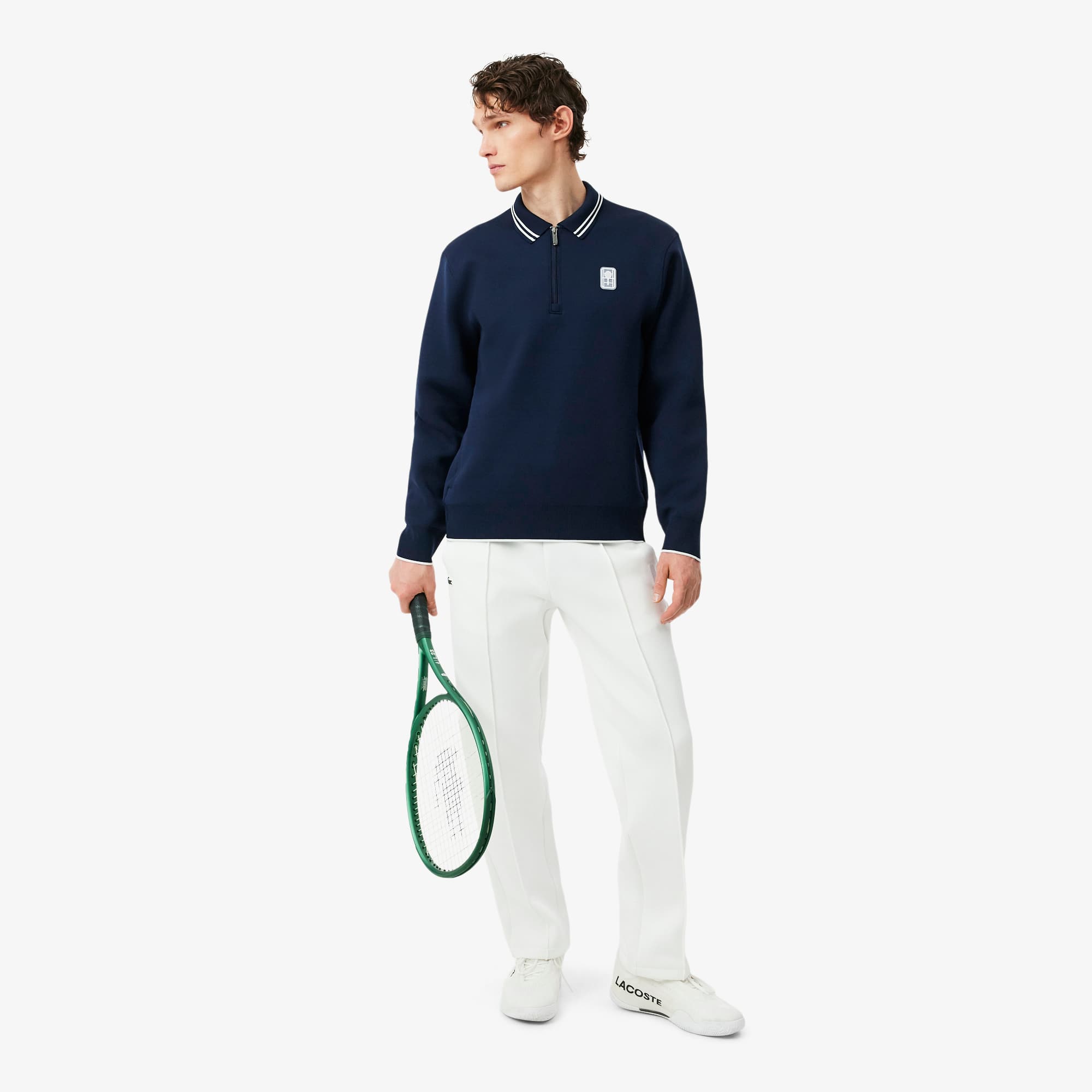 Tennis Heritage Polo Collar Zipped Sweatshirt - Navy Blue