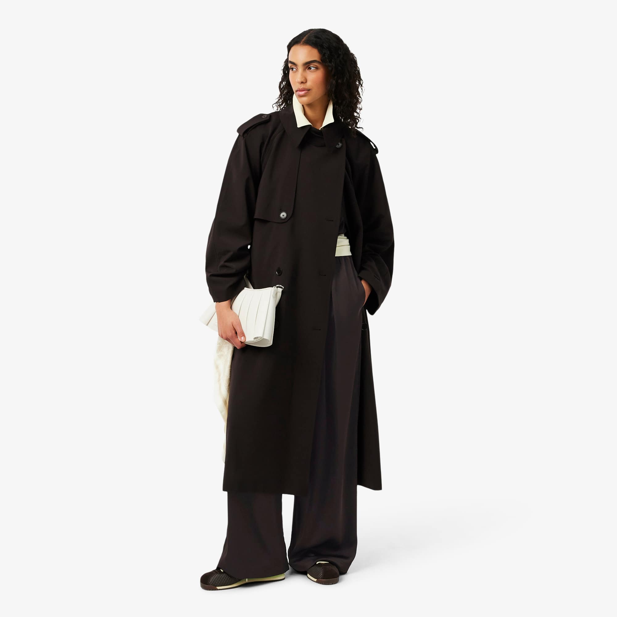 Oversized Elasticated Satin Pants - Brown