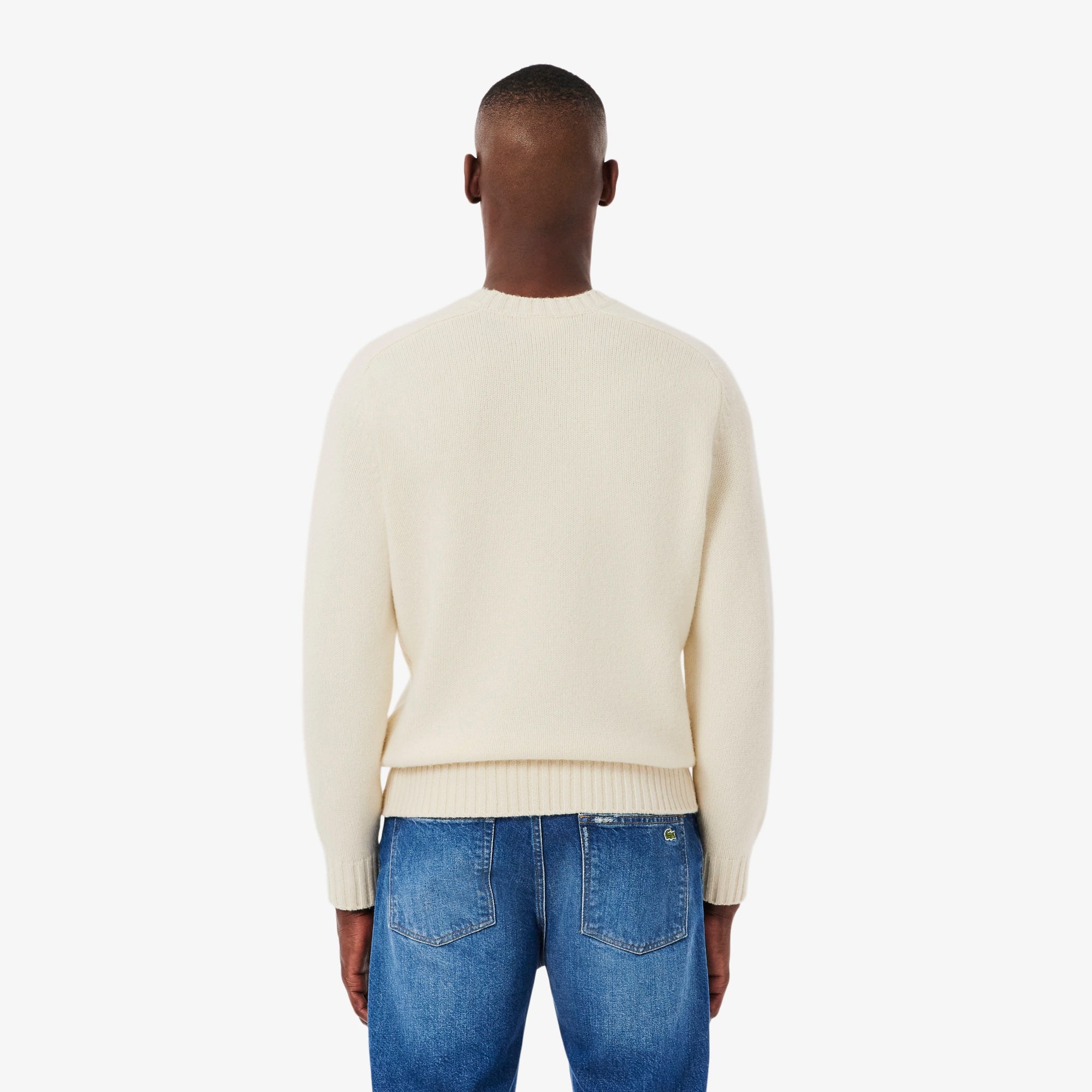Men's Intarsia Branded Wool Sweater - White / Purple