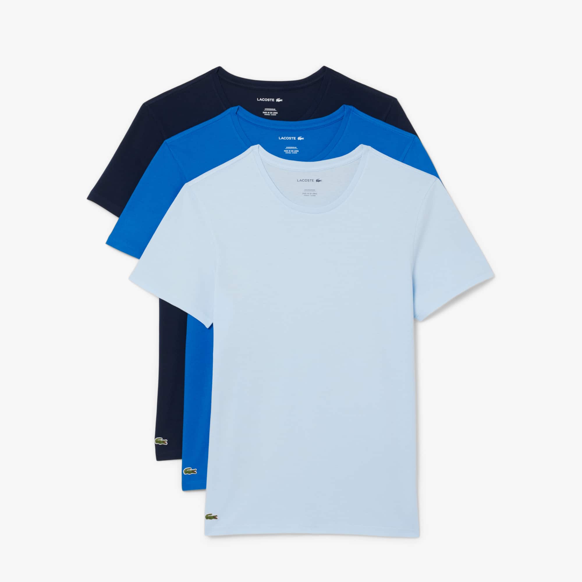 Men's 3-Pack Slim Fit Undershirts - Blue / Light Blue / Navy Blue