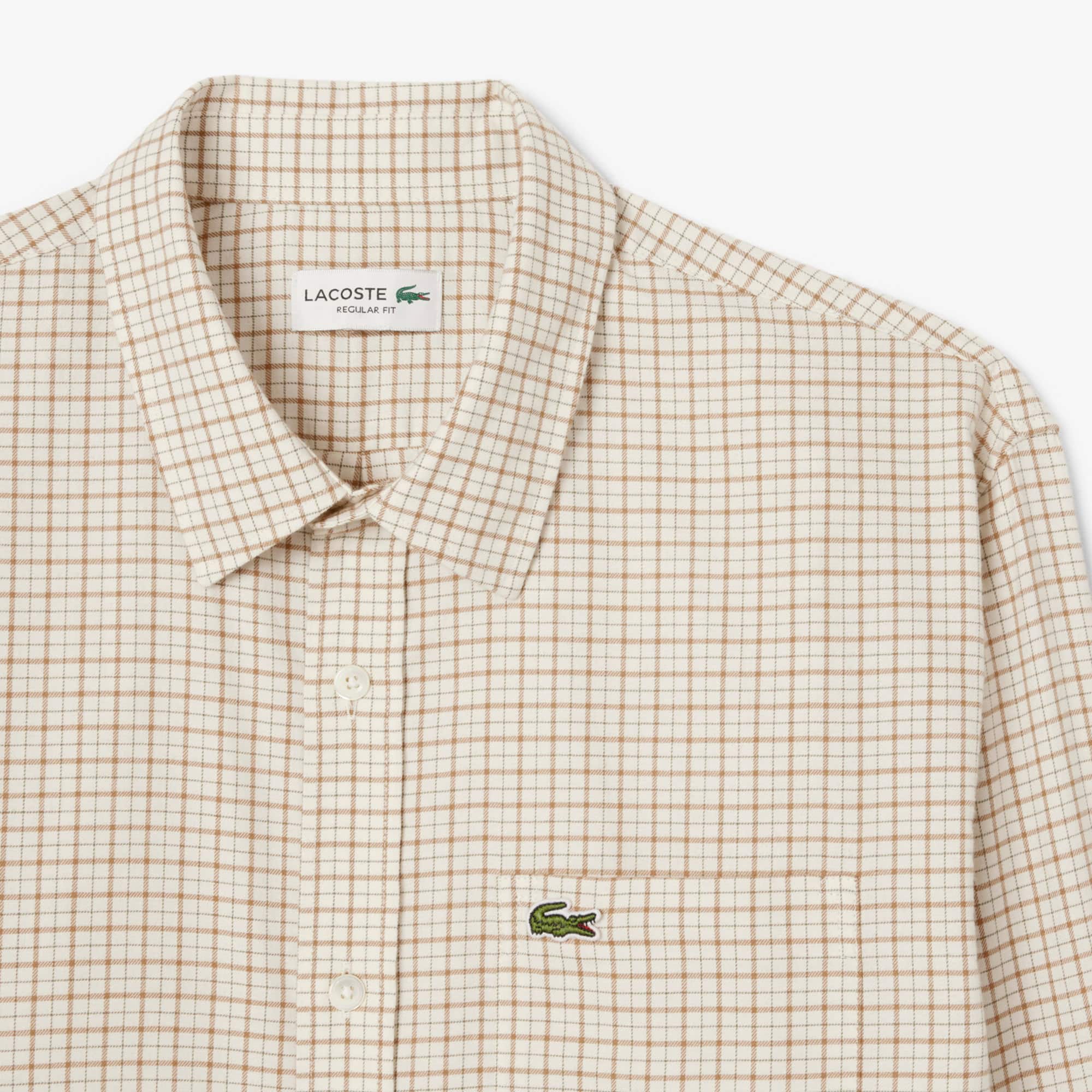 Men's Regular Fit Plaid Flannel Shirt - White / Brown