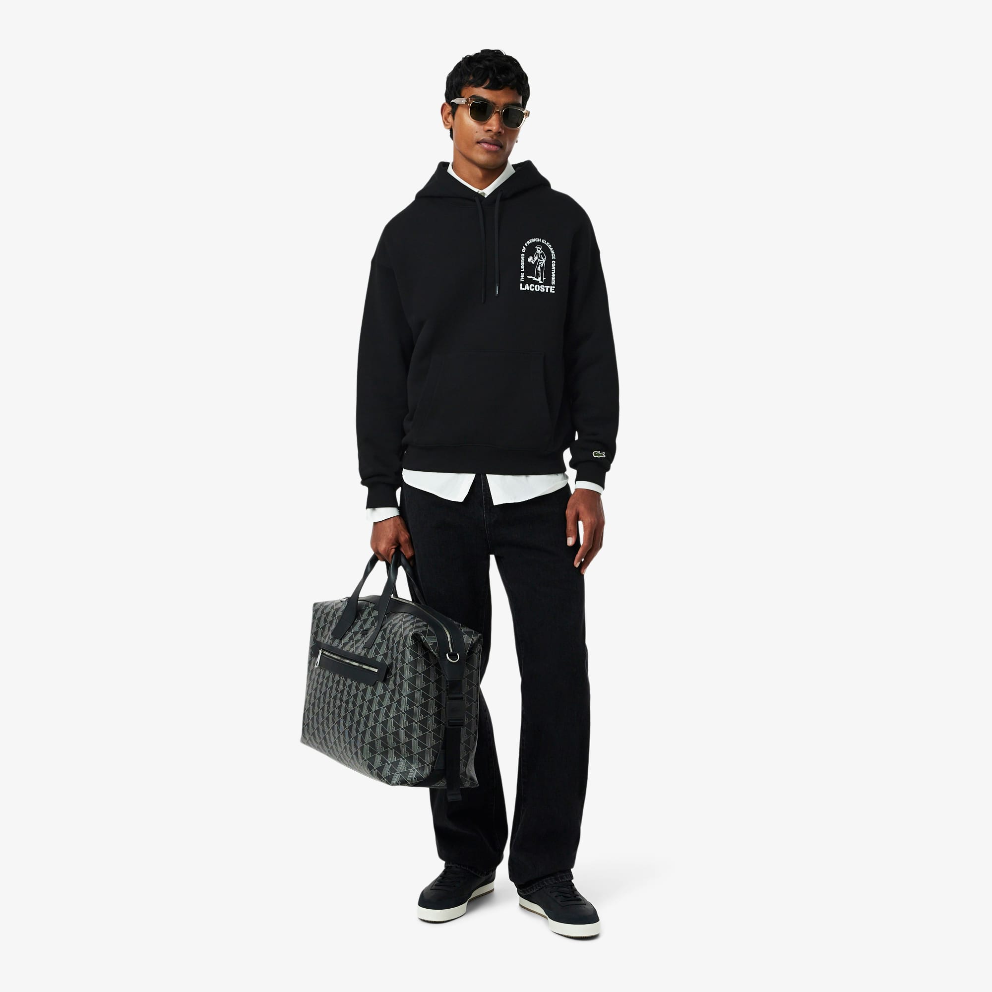 Loose Fit Printed Hoodie - Black