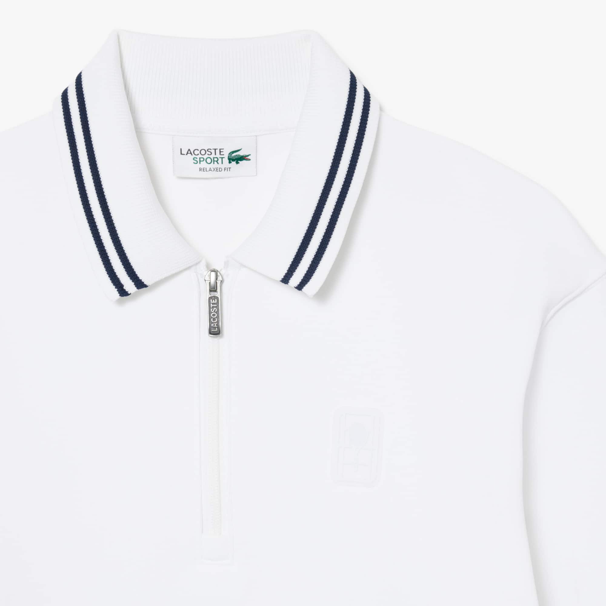 Tennis Heritage Polo Collar Zipped Sweatshirt - White
