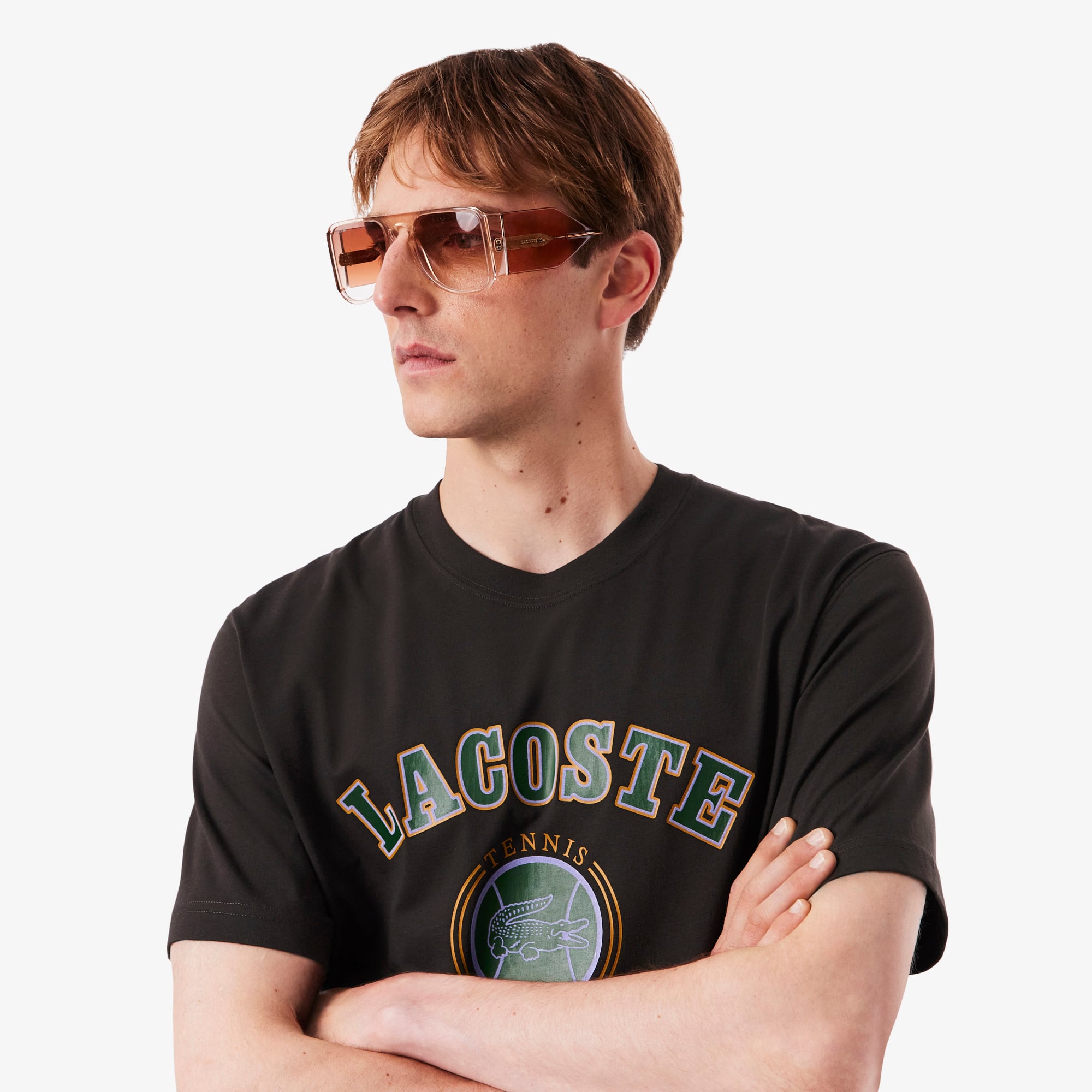 Men's Print Cotton T-Shirt - Brown