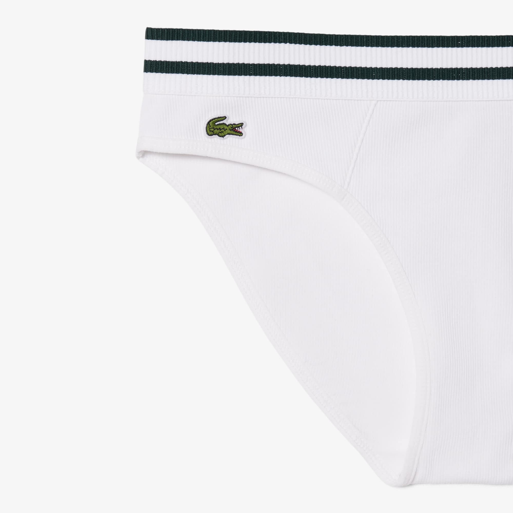 Stripe Waist Cotton Briefs - White