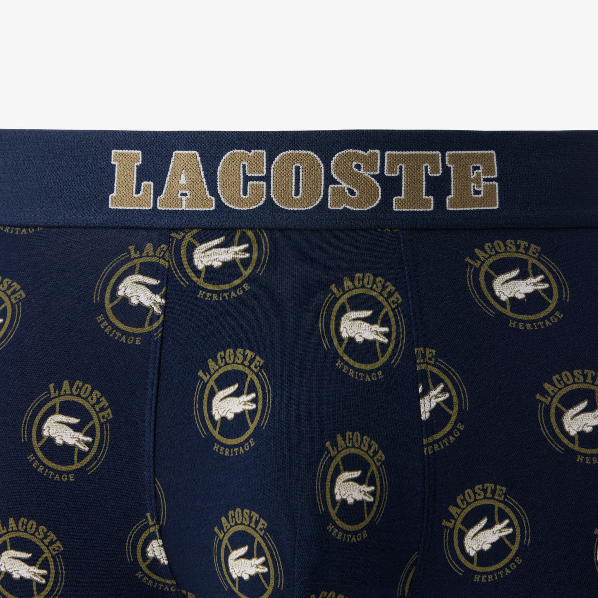 Men's Printed Stretch Cotton Boxer Briefs - Bleu Marine / Vert Kaki / Blanc
