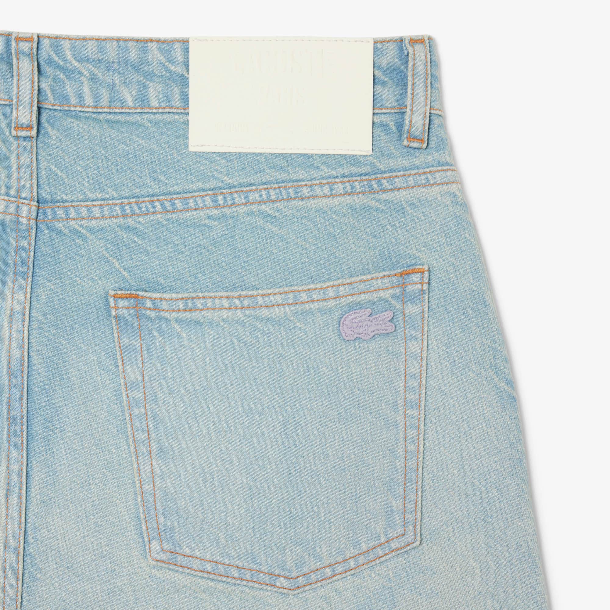 Men's Straight Fit Landscape Motif Denim Jeans - Blue