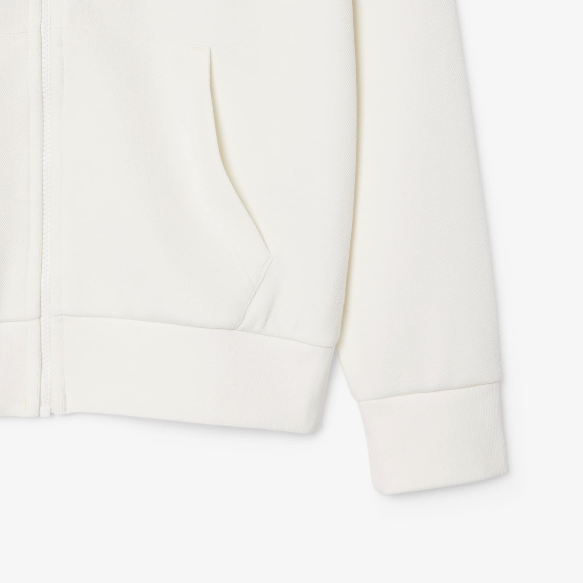 Women's Zip-Up Piqué Hoodie - White