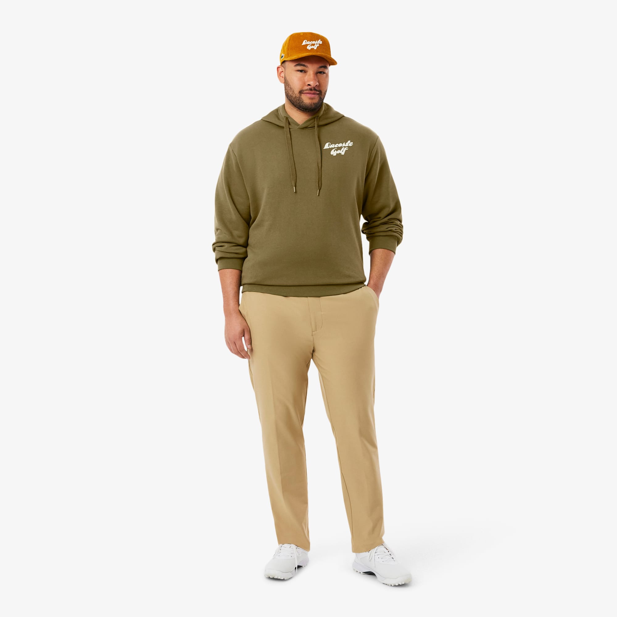 Men's Printed Fleece Golf Hoodie - Khaki Green