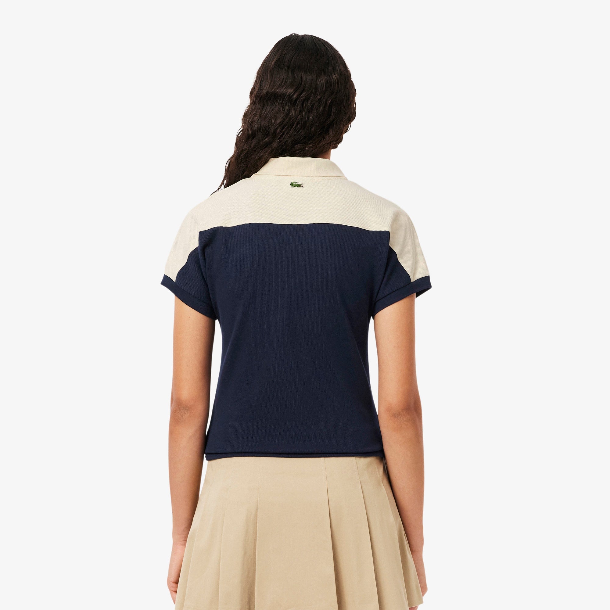 Women's Made In France Slim Fit Striped Polo - Navy Blue / White