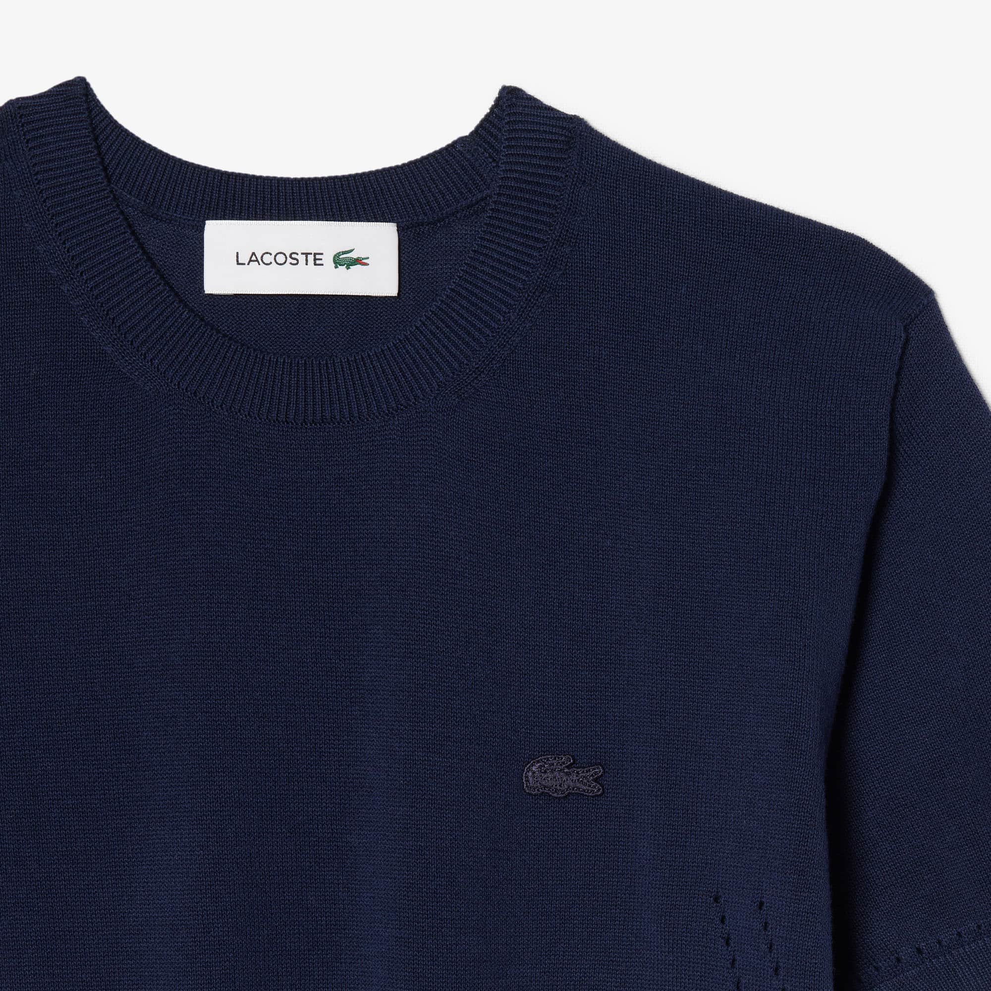 Short Sleeved 3D Knit Sweater - Navy Blue