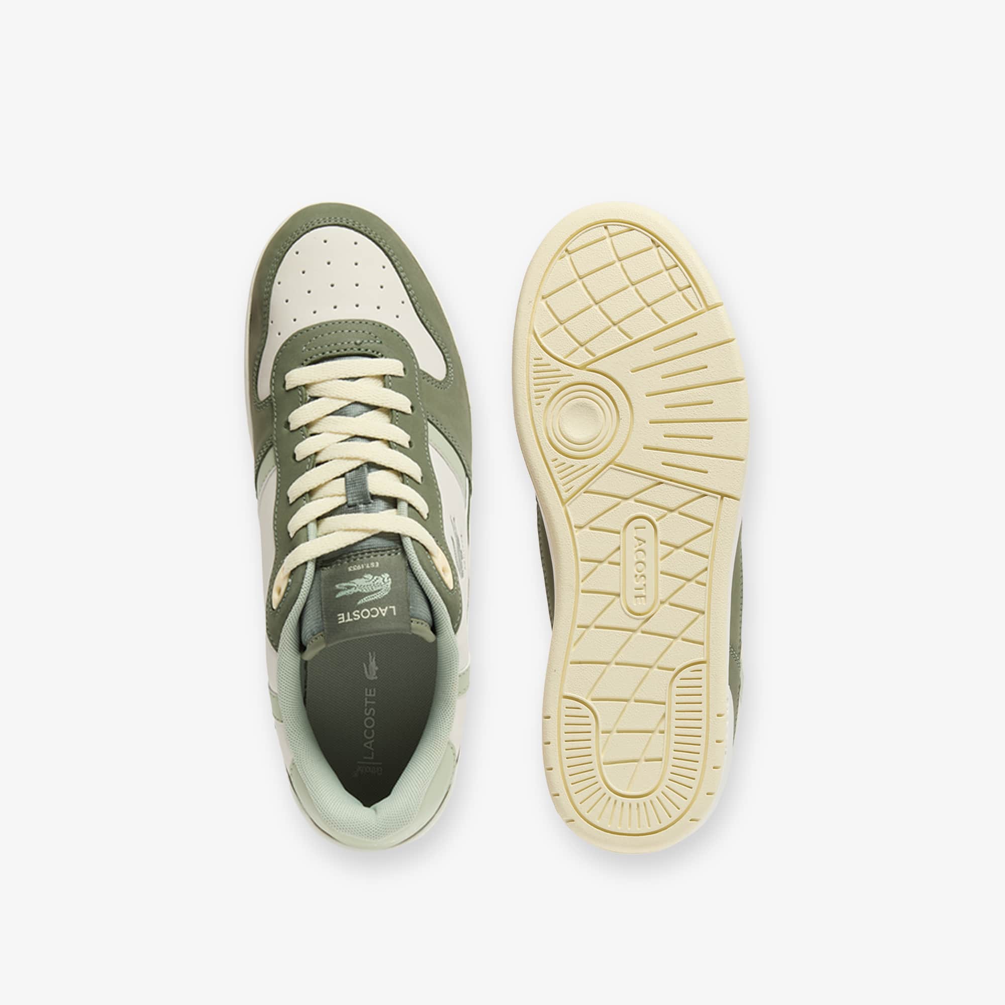 Men's T-Clip Set Leather Sneakers - KHK/LT KHK