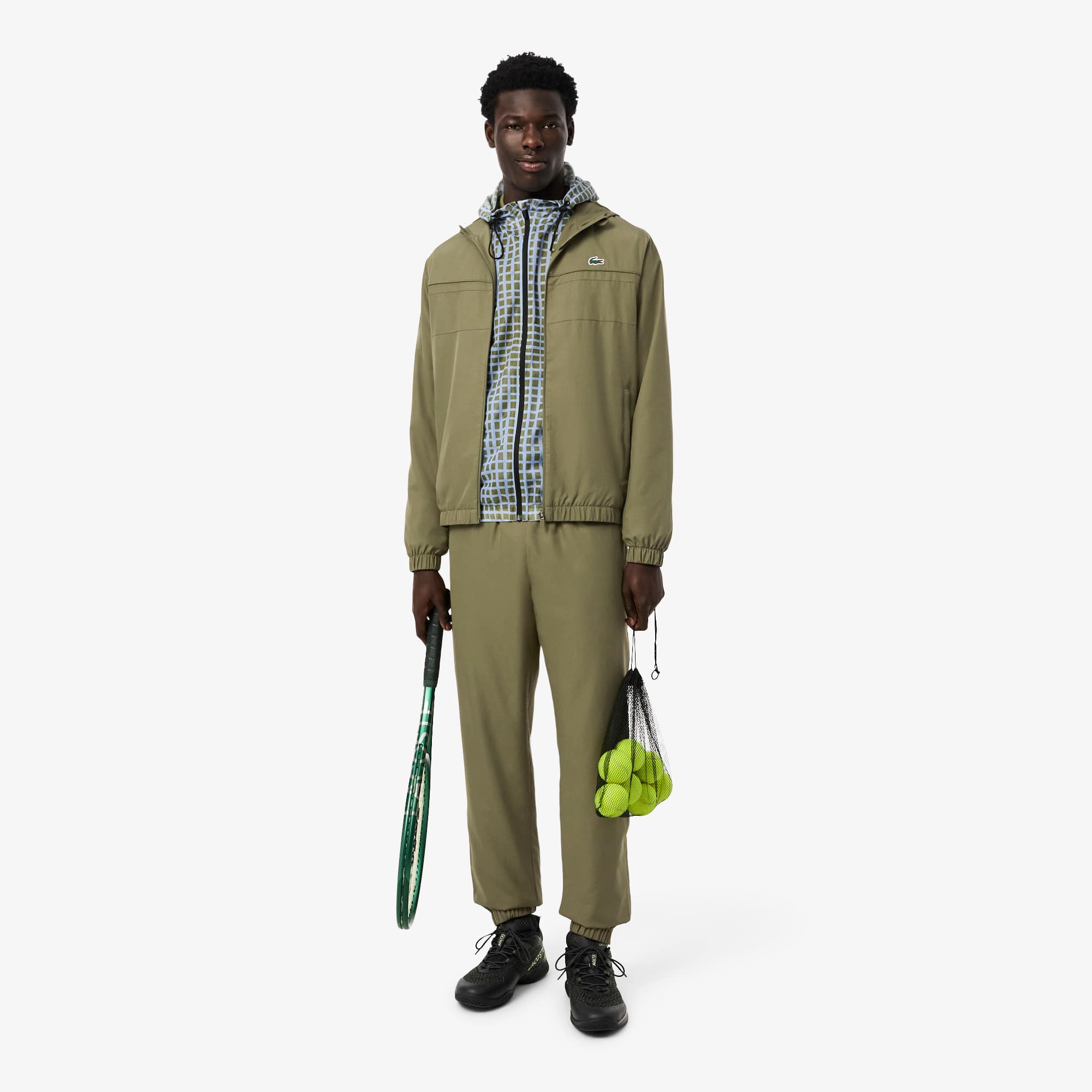 Men's Water-Repellent Sport Track Jacket - Khaki Green