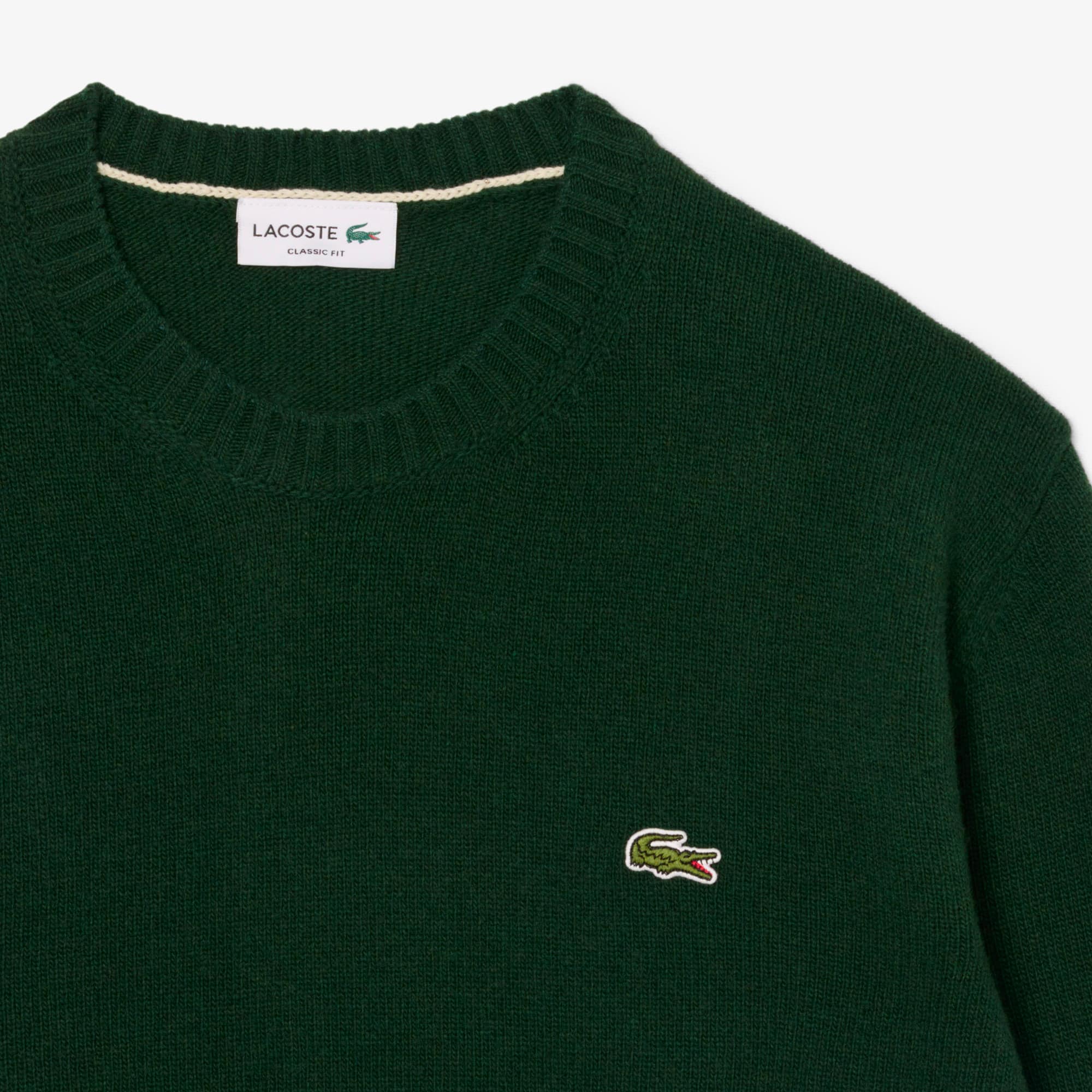 Men's Wool Crew Neck Sweater - Forest green