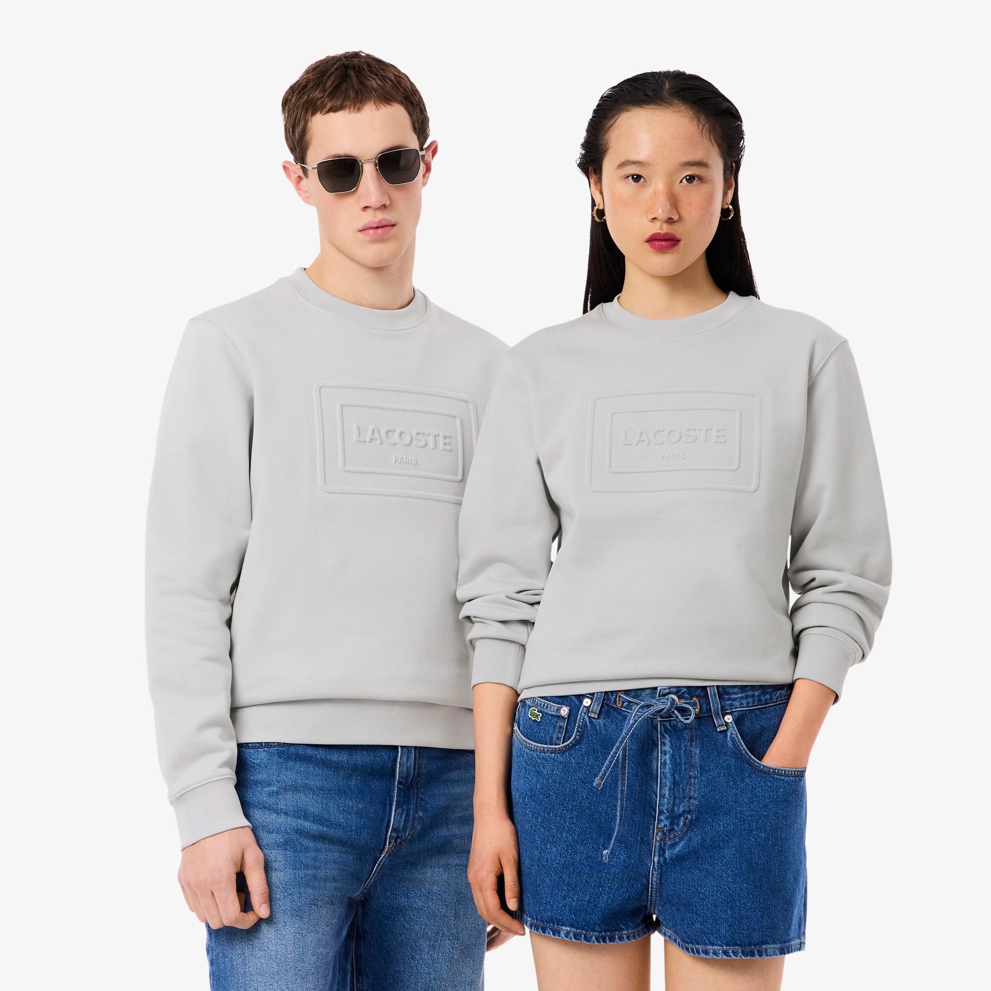 Embossed Fleece Sweatshirt - Light Grey