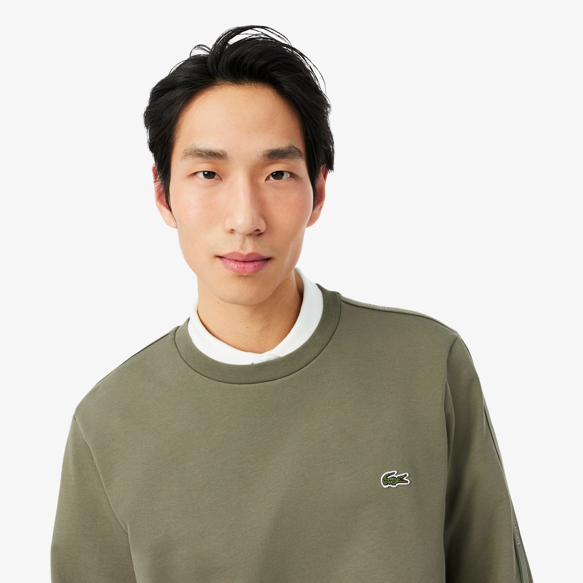 Stripe Band Fleece Sweatshirt - Khaki Green