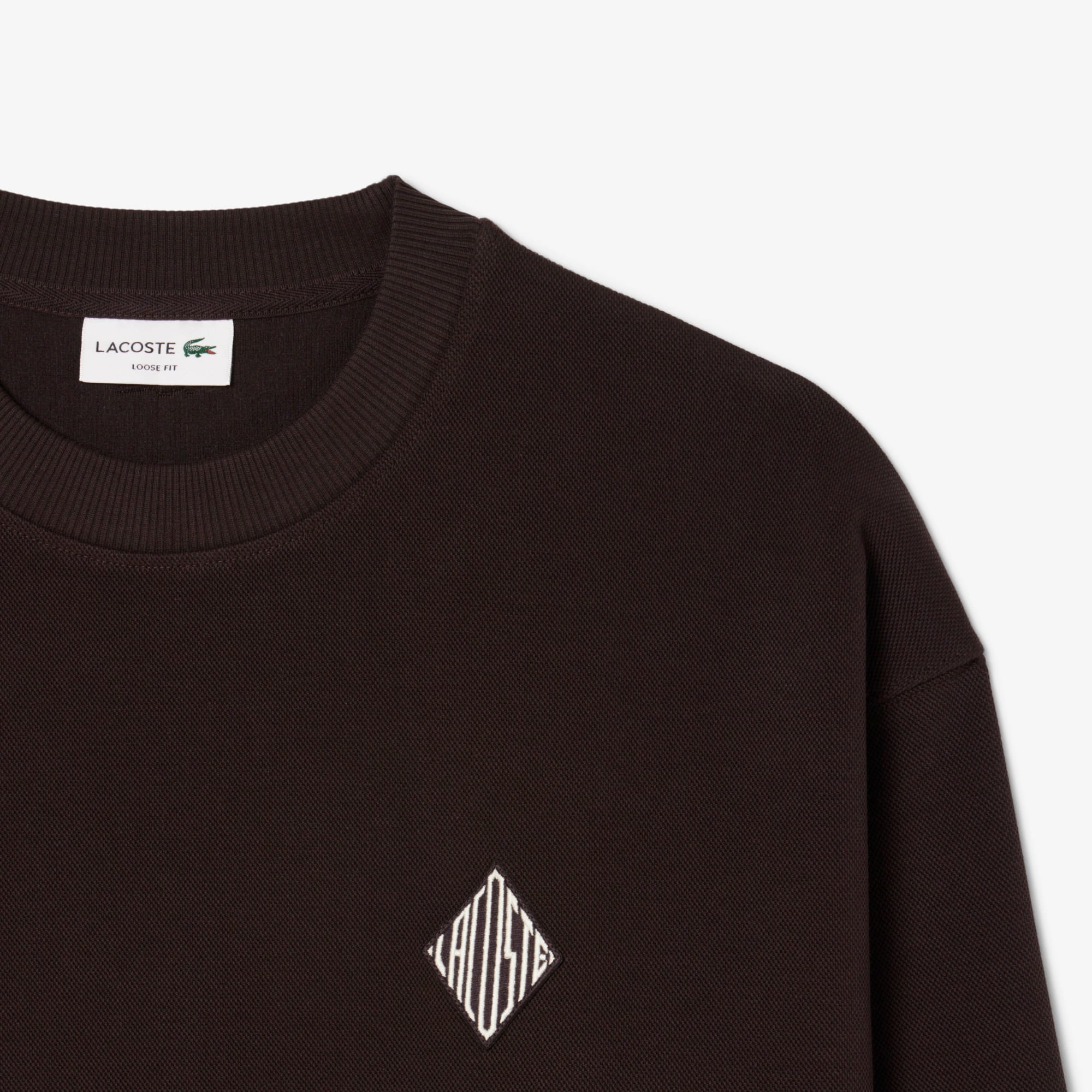 Double Face Piqué Badge Sweatshirt - Brown