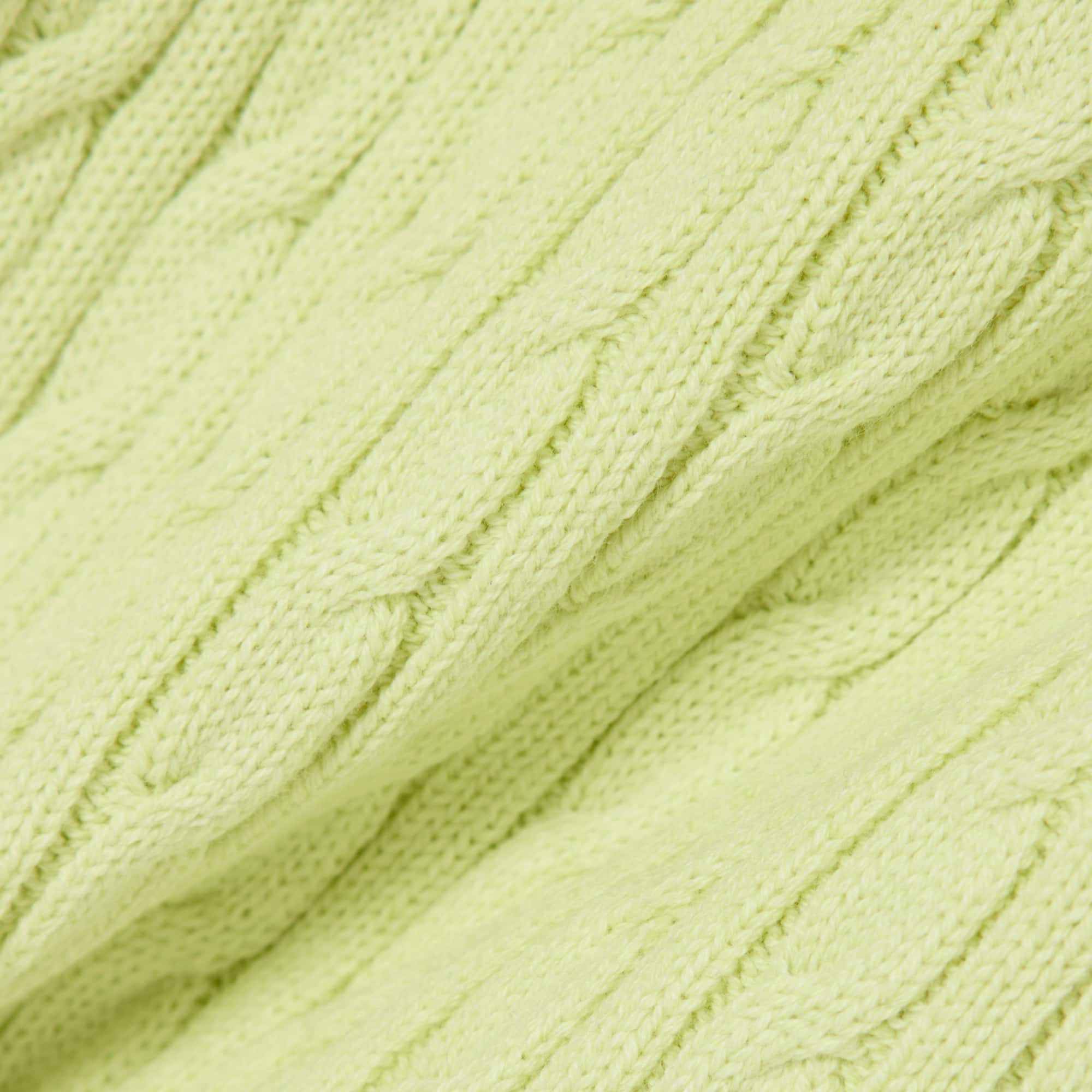 Striped Cable Knit Polo Collar Sweater - Green