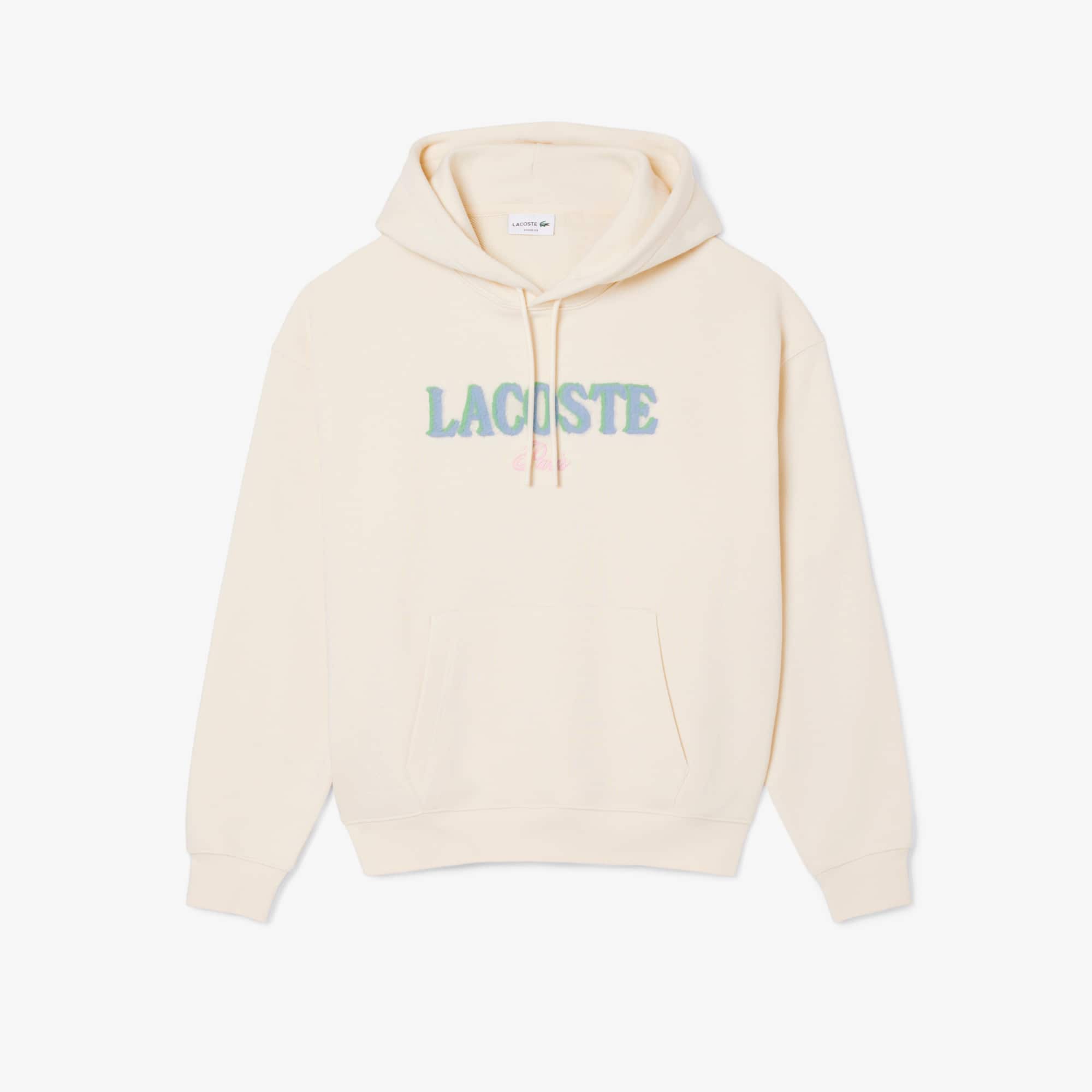 Men's Loose Fit Embroidered Hoodie - Cream