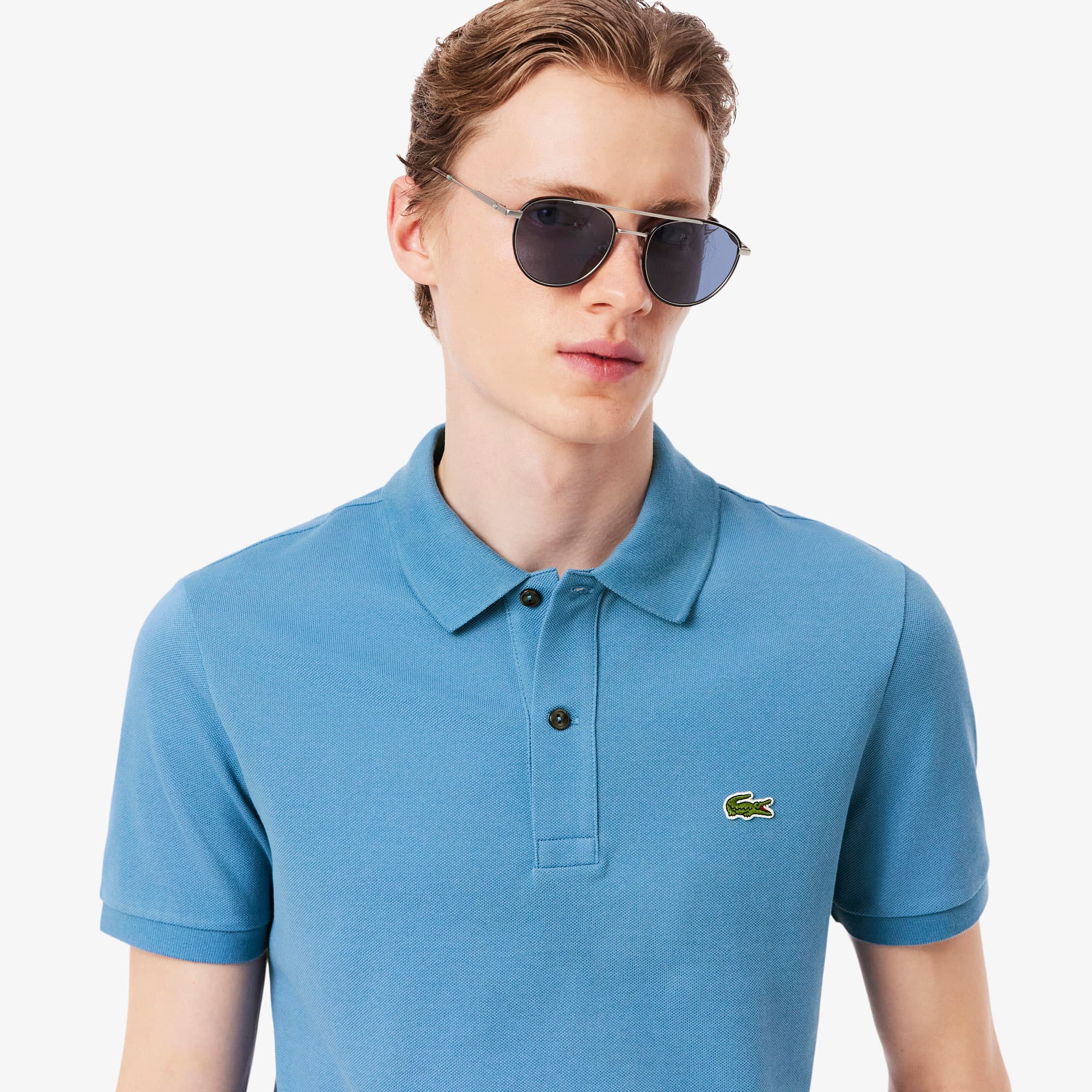 Men's Slim Fit Piqué Polo - Bleu
