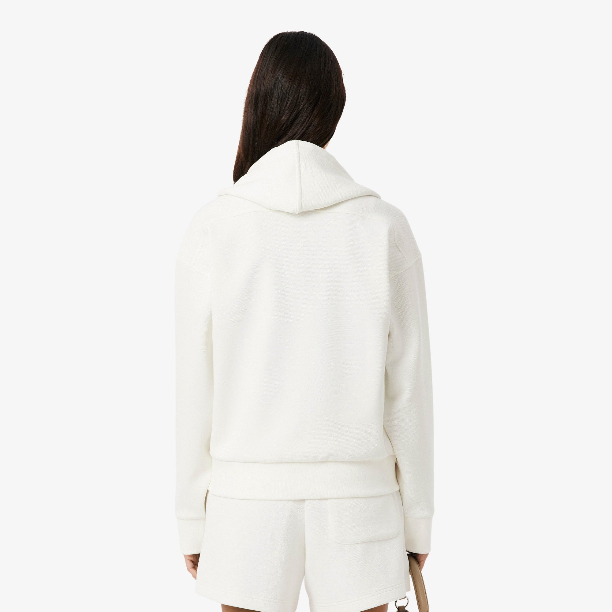 Women's Zip-Up Piqué Hoodie - White