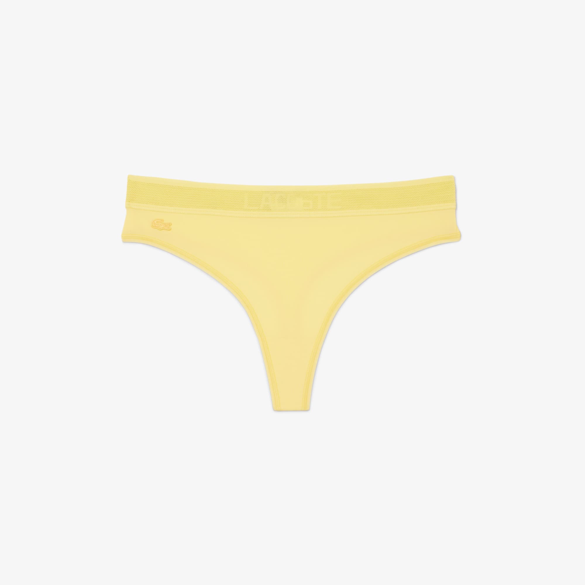 Logo Waist Microfiber String Briefs - Pastel yellow