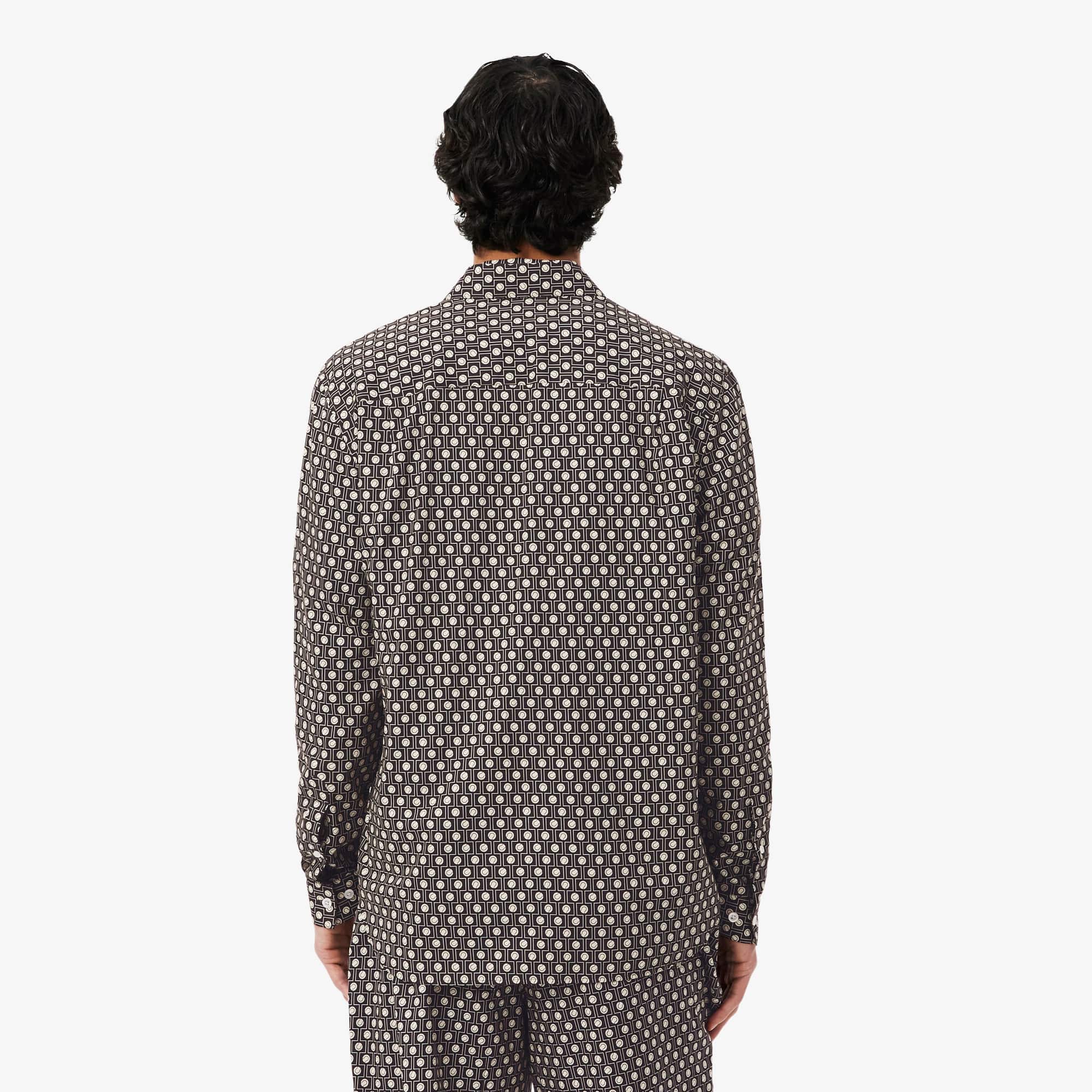 Regular Fit Printed Cotton Shirt - Marron / Beige