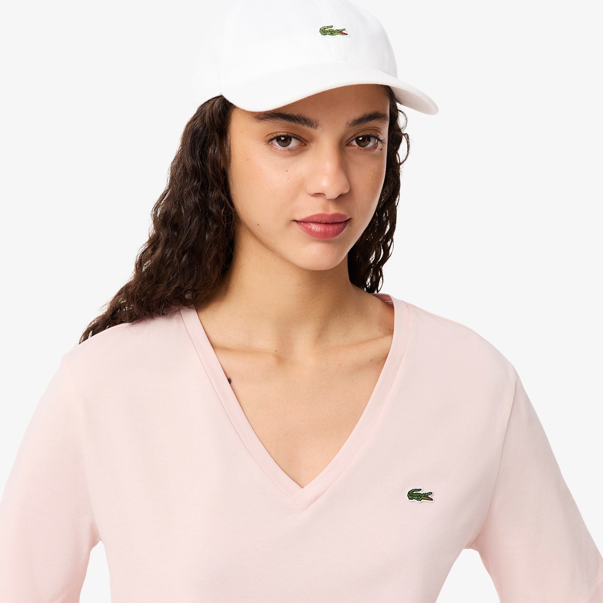 Women's Relaxed Fit Soft Cotton V-Neck T-Shirt - Light Pink