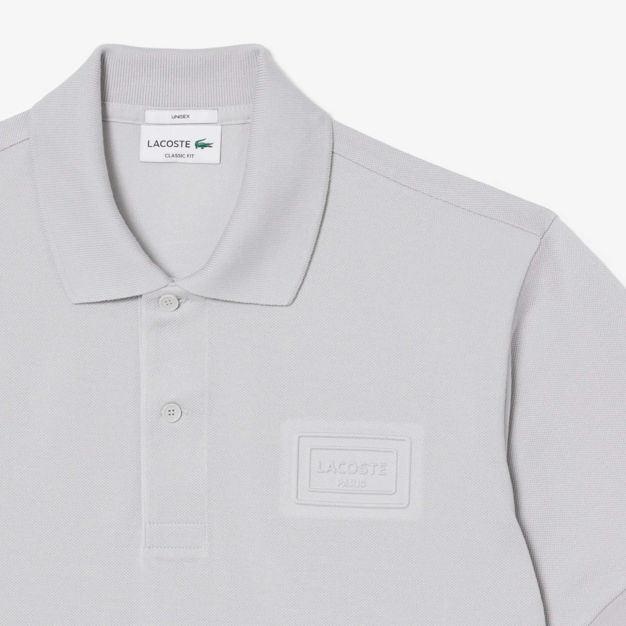 Classic Fit Embossed Branding Polo - Light Grey