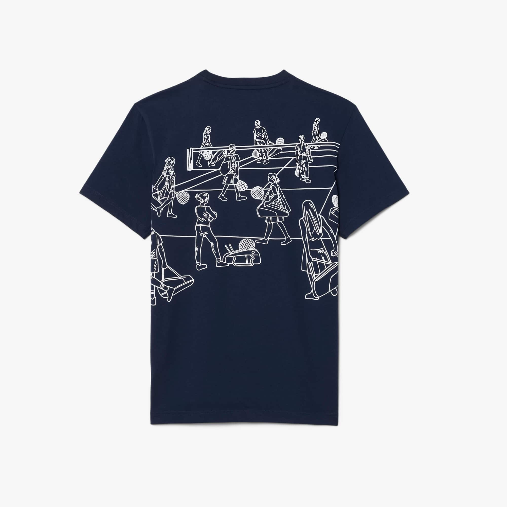 Ultra Dry Printed Tennis T-Shirt - Navy Blue