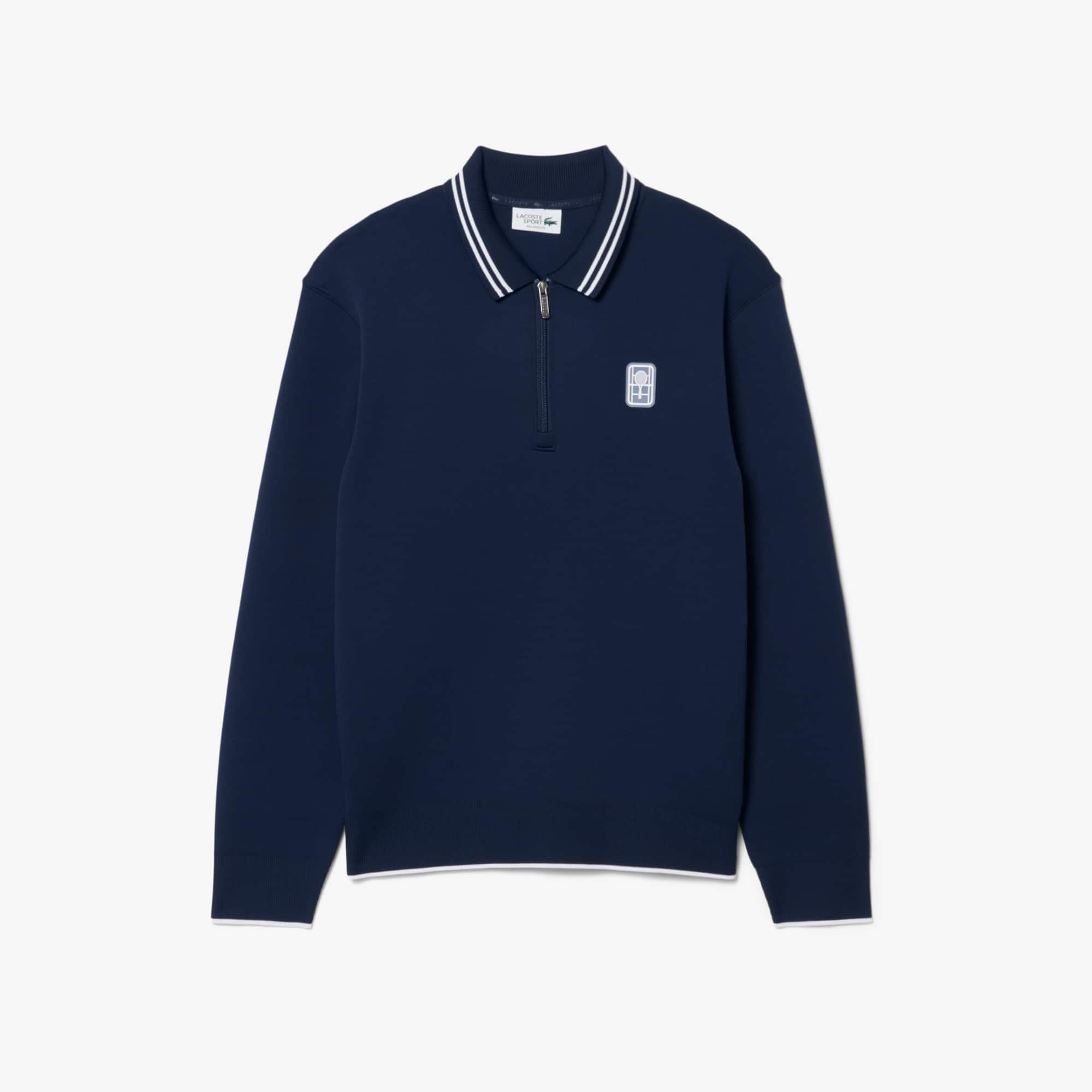 Tennis Heritage Polo Collar Zipped Sweatshirt - Navy Blue