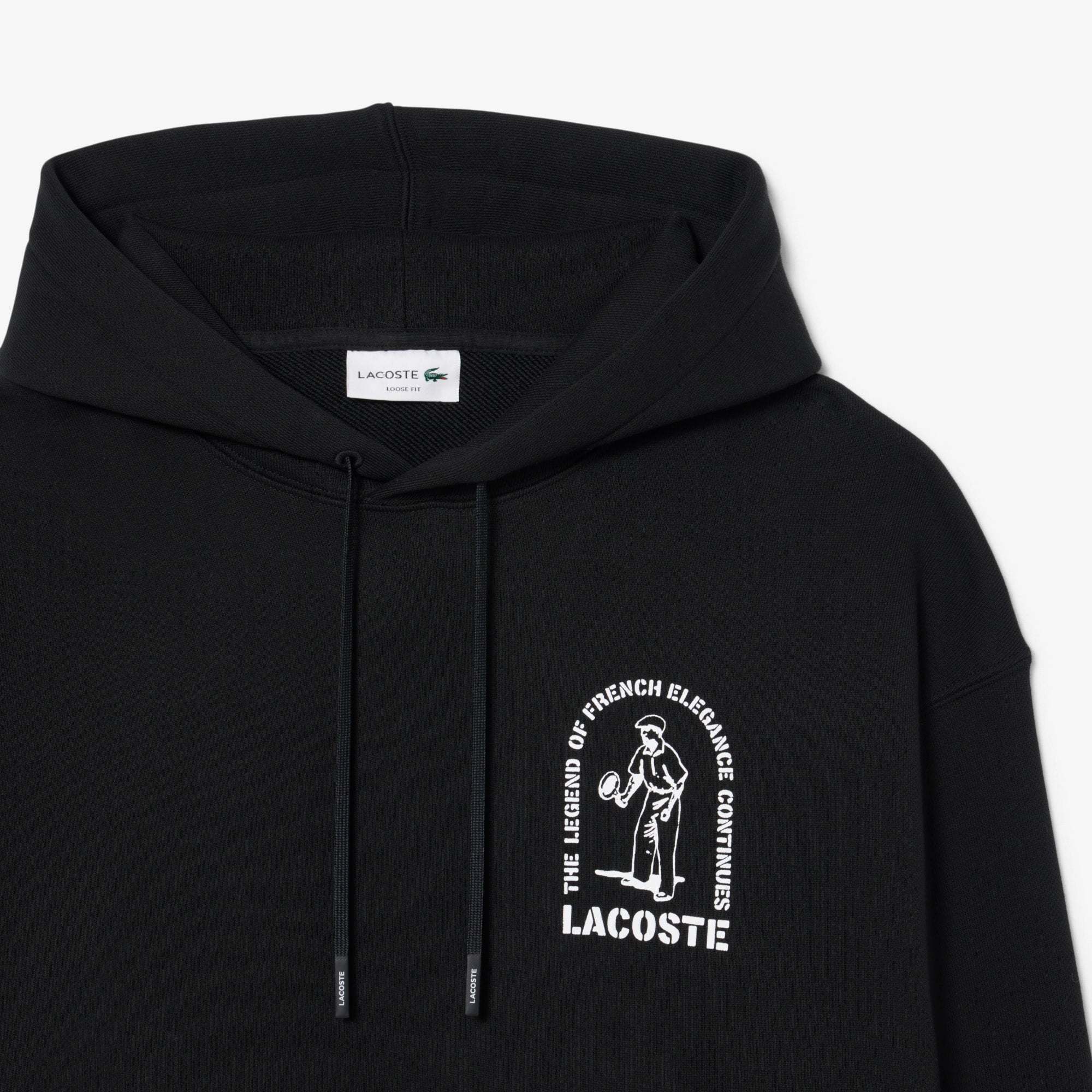 Loose Fit Printed Hoodie - Black