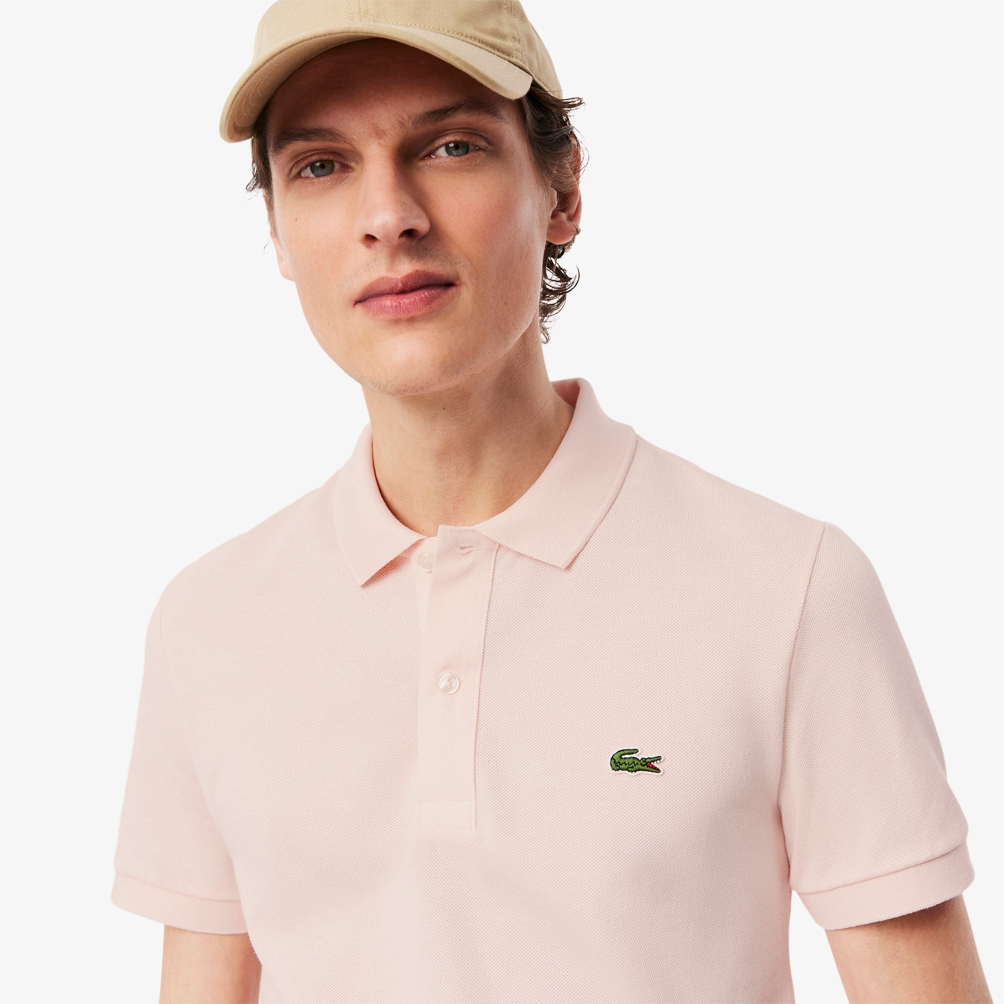 Men's Slim Fit Piqué Polo - Light Pink