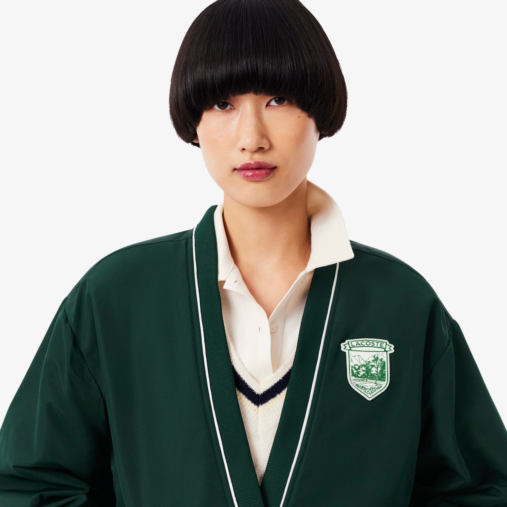 Women's Oversized Padded Nylon Cardigan - Forest green