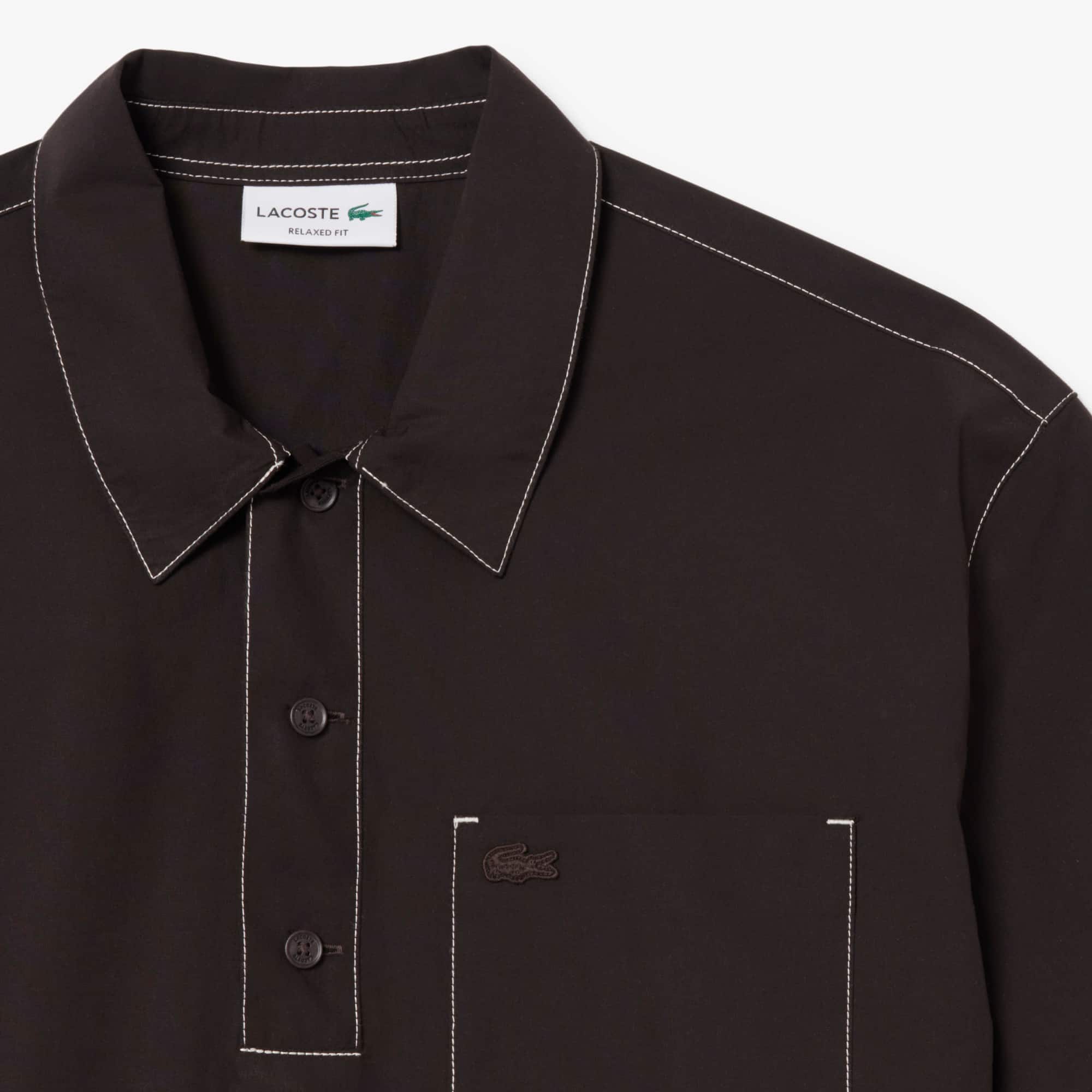 Relaxed Fit Short Sleeved Poplin Shirt - Brown