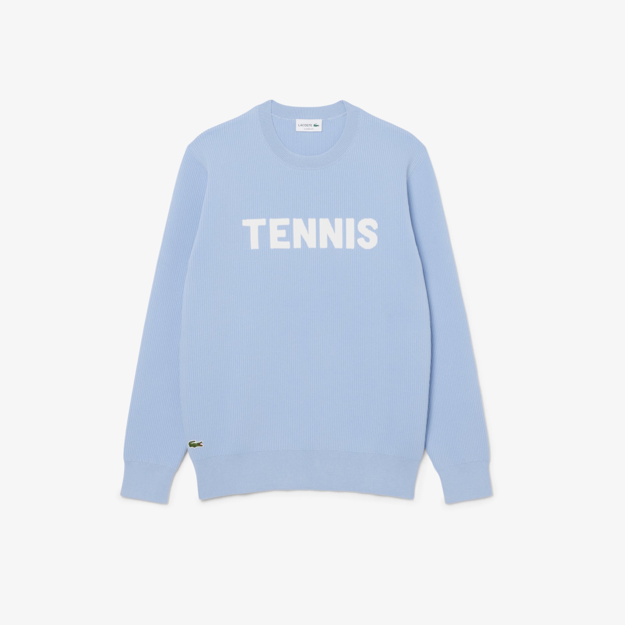 Tennis Crew Neck Sweater - Light Blue / White