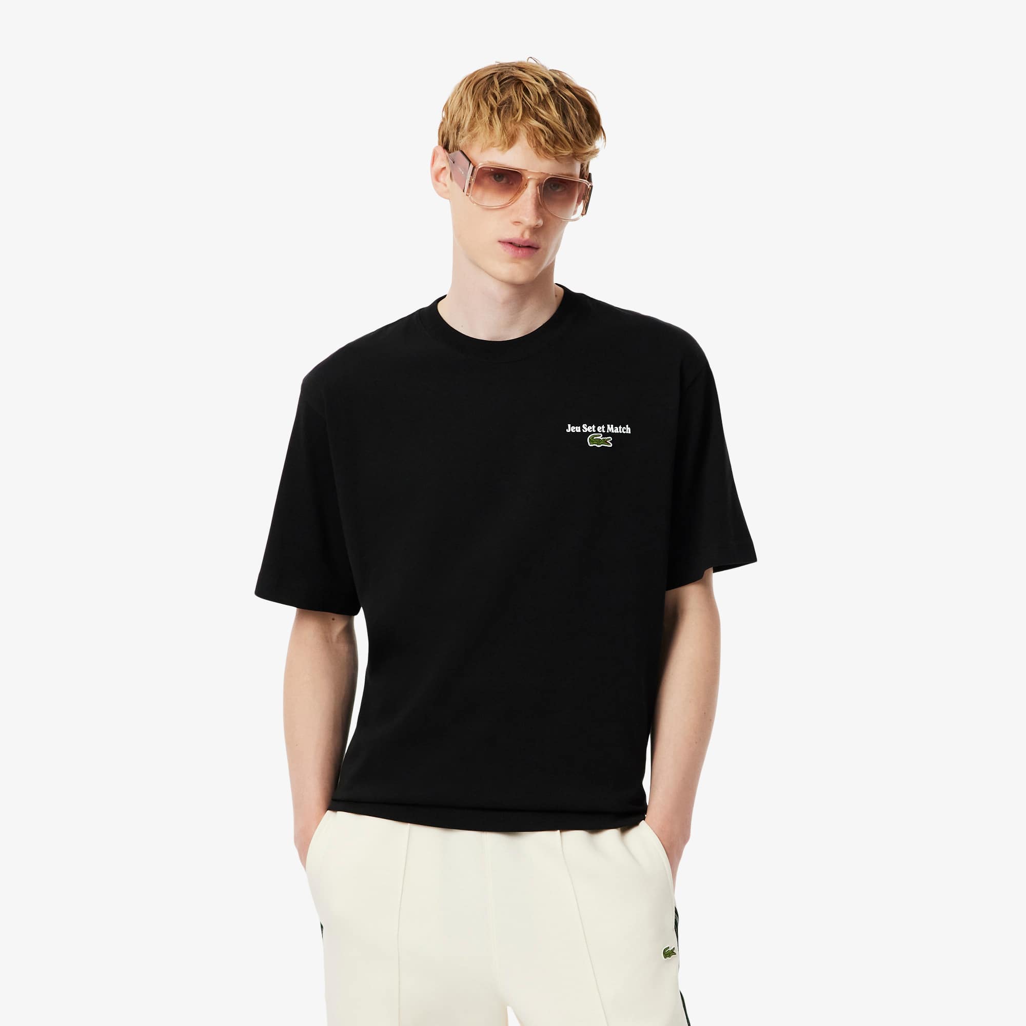 Men's Loose Fit Heavy Jersey Printed T-Shirt - Black