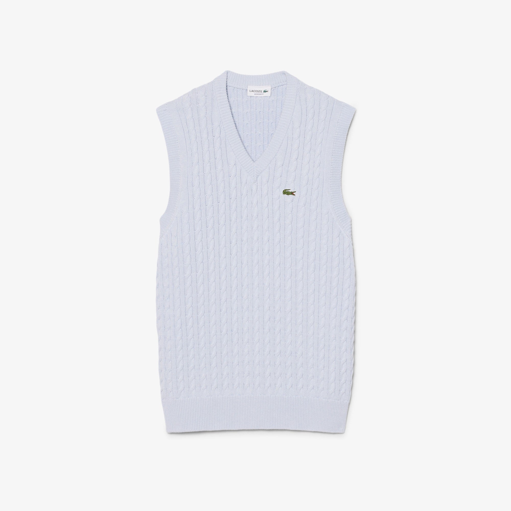 Men's Cable Knit Cotton Sweater Vest - Light Blue / White