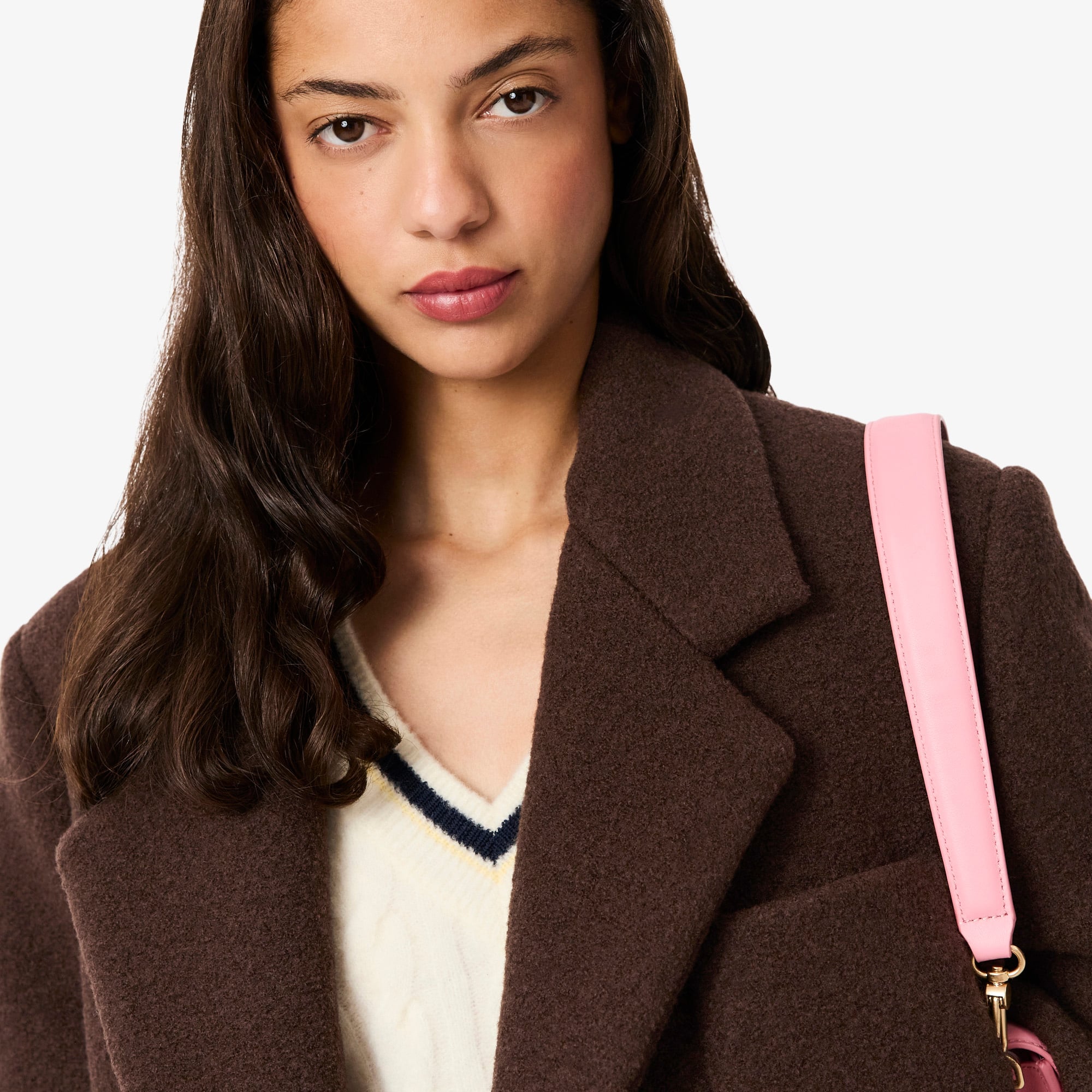 Women's Double-Breasted Wool Coat - Brown