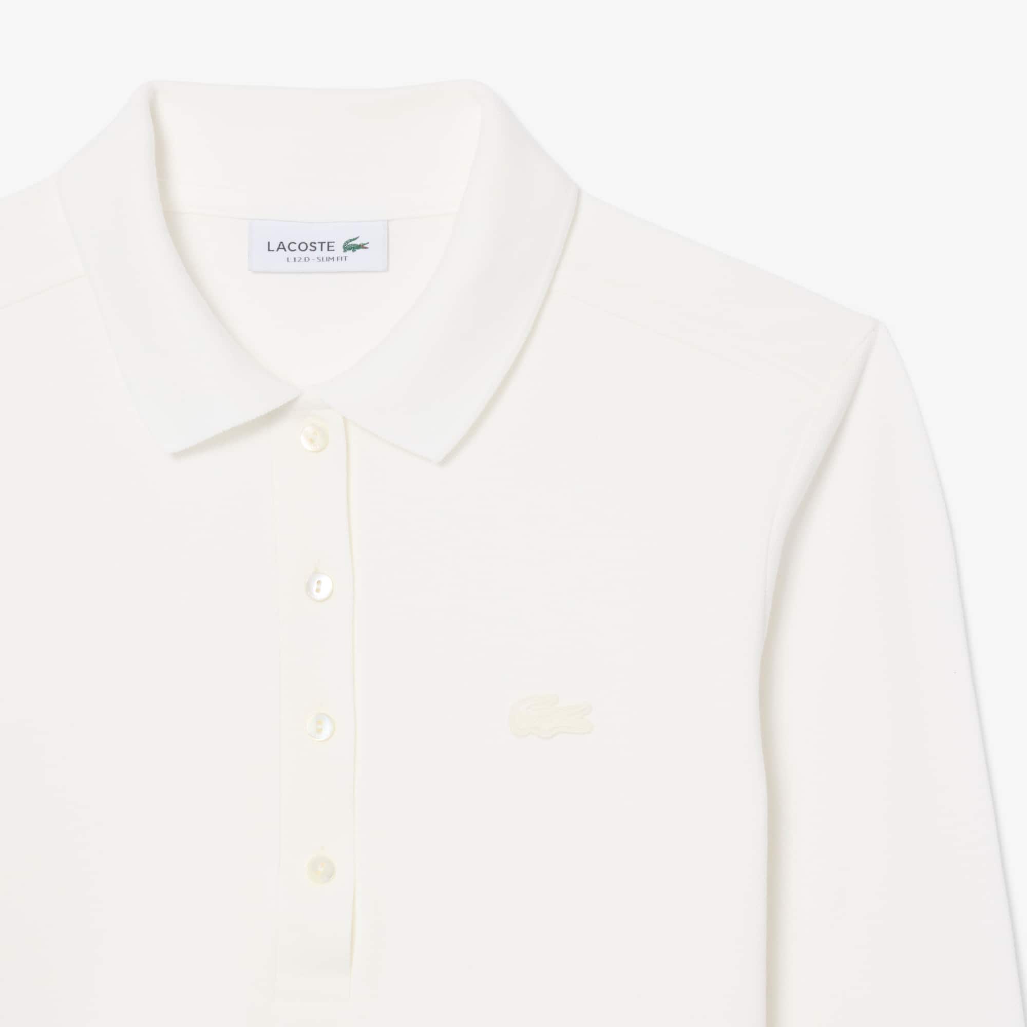 Women's Slim Fit L.12.D Stretch Mini Piqué Polo - White